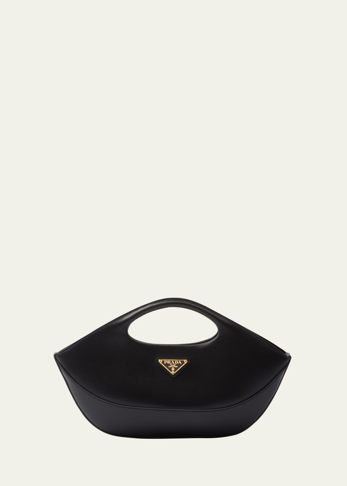 Prada Structured Leather Tote With Top Handle In F0002 Nero