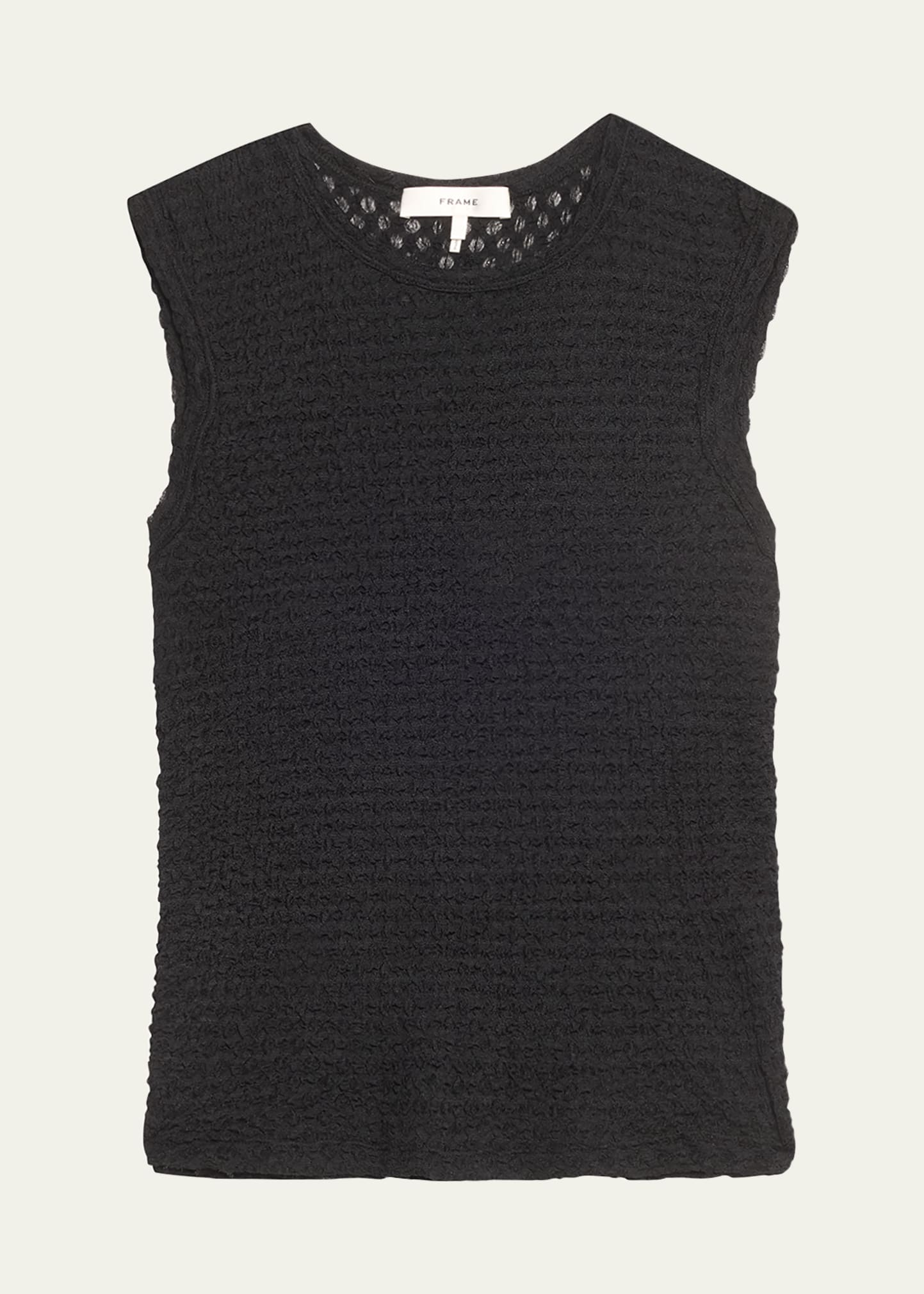 Shop Frame Sleeveless Mesh-lace Top In Noir