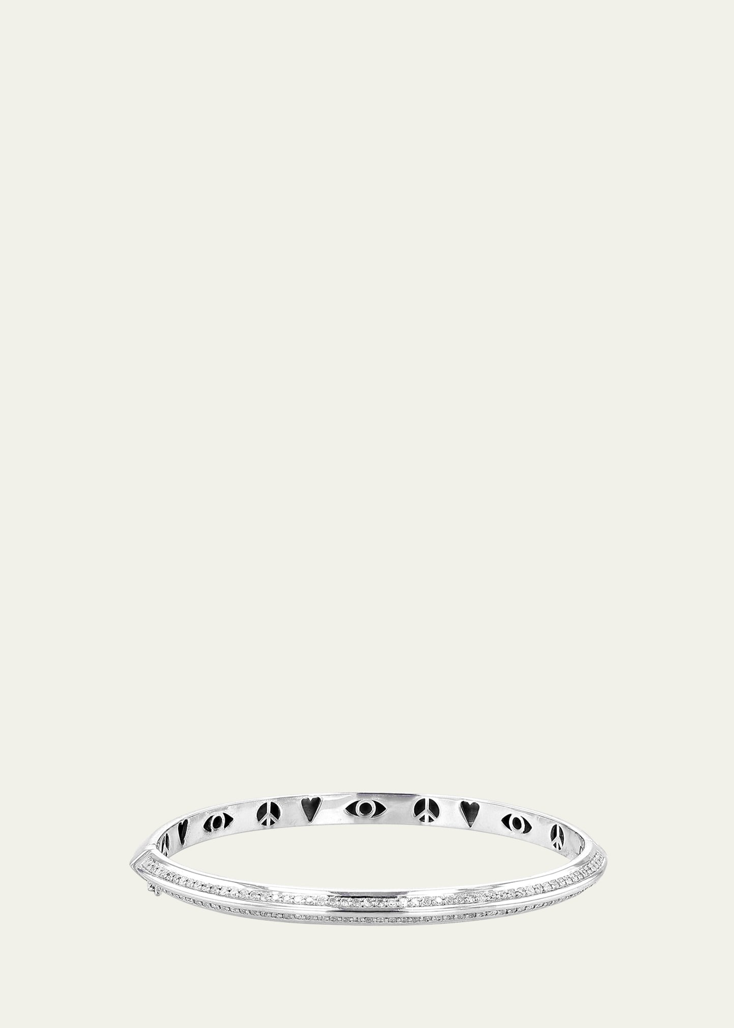 Shop Sheryl Lowe Knife Edge Hinged Bangle With Icon Gallery In Silver
