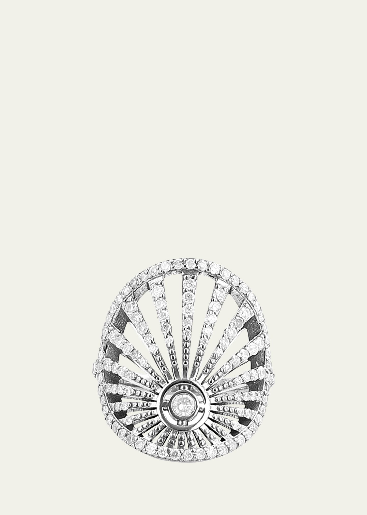 Shop Sheryl Lowe Diamond Sunrise Saddle Ring In Silver