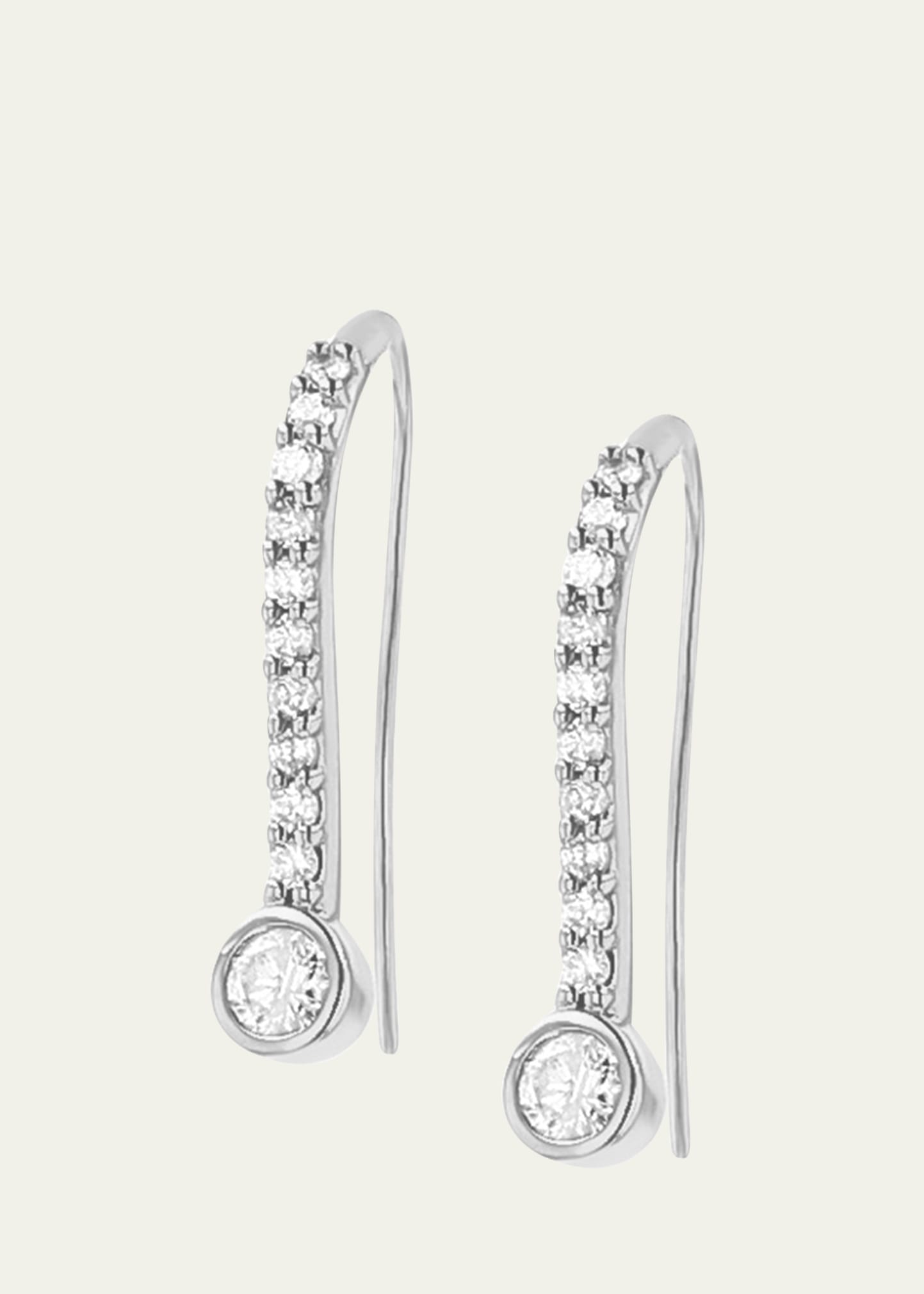 Sheryl Lowe Diamond Bezel French Hook Earrings In Silver