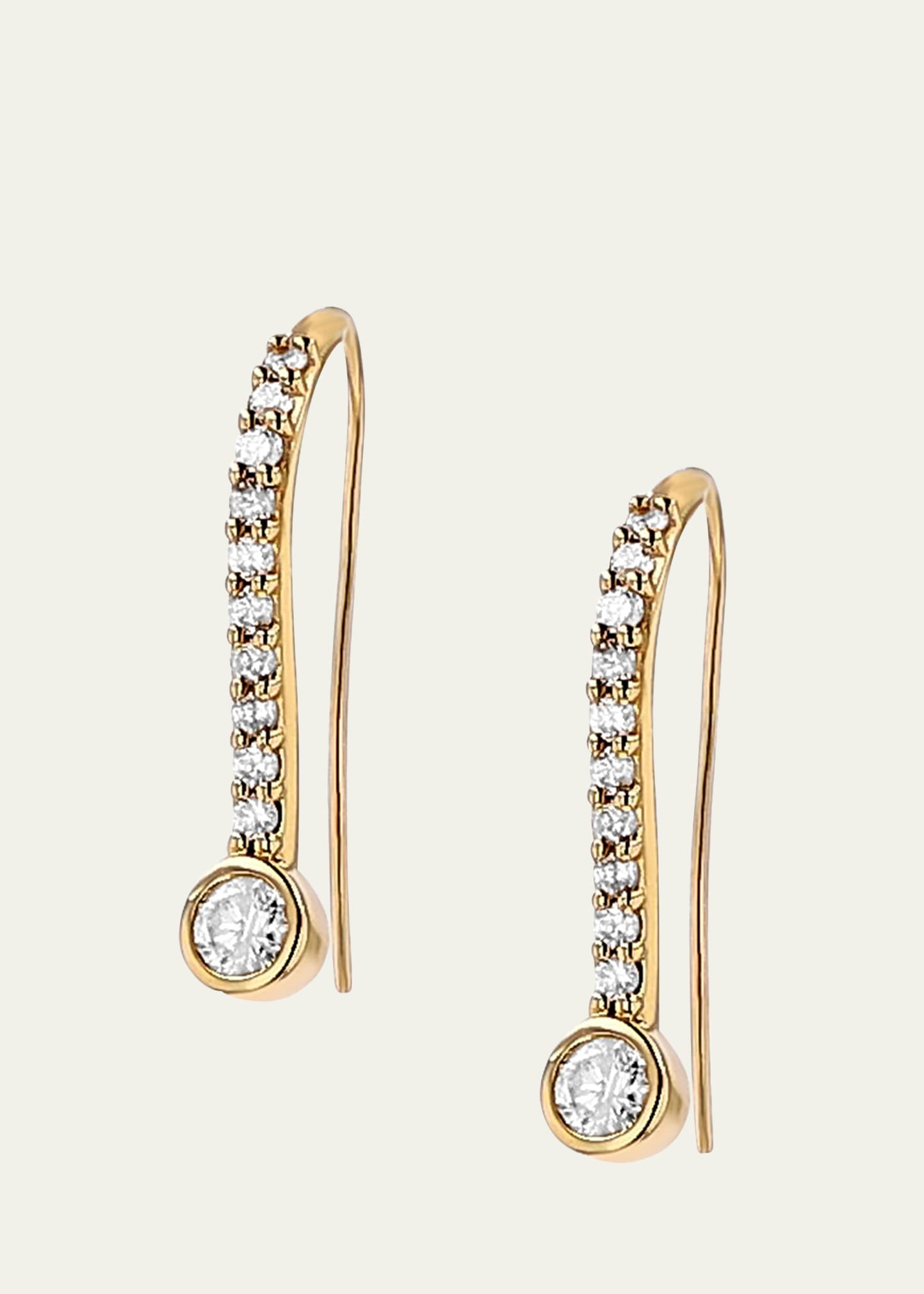 Sheryl Lowe 14k Diamond Bezel French Hook Earrings In Gold