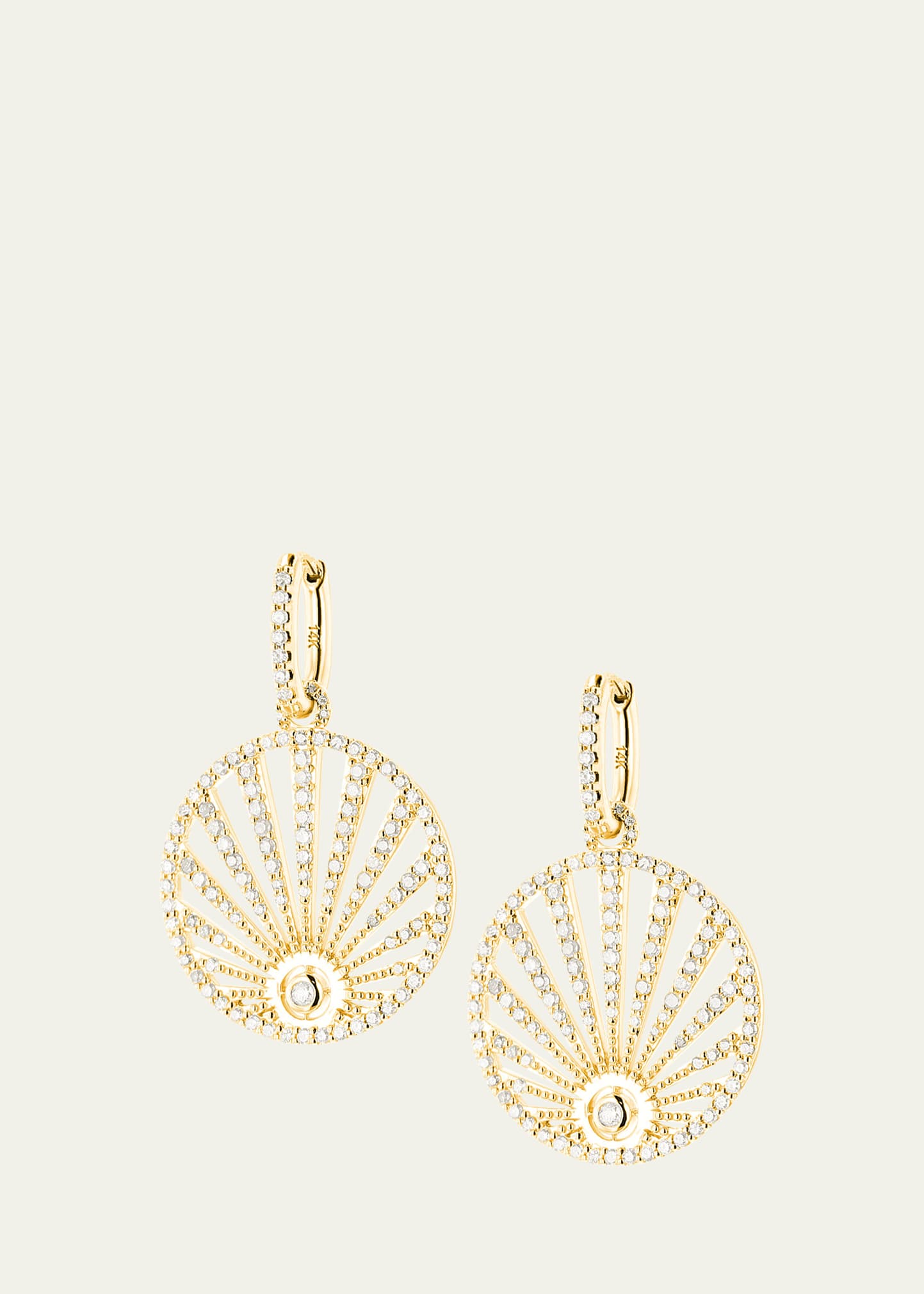 Sheryl Lowe 14k Pave Diamond Sunrise Earrings With Oval Huggie Hoops In Gold
