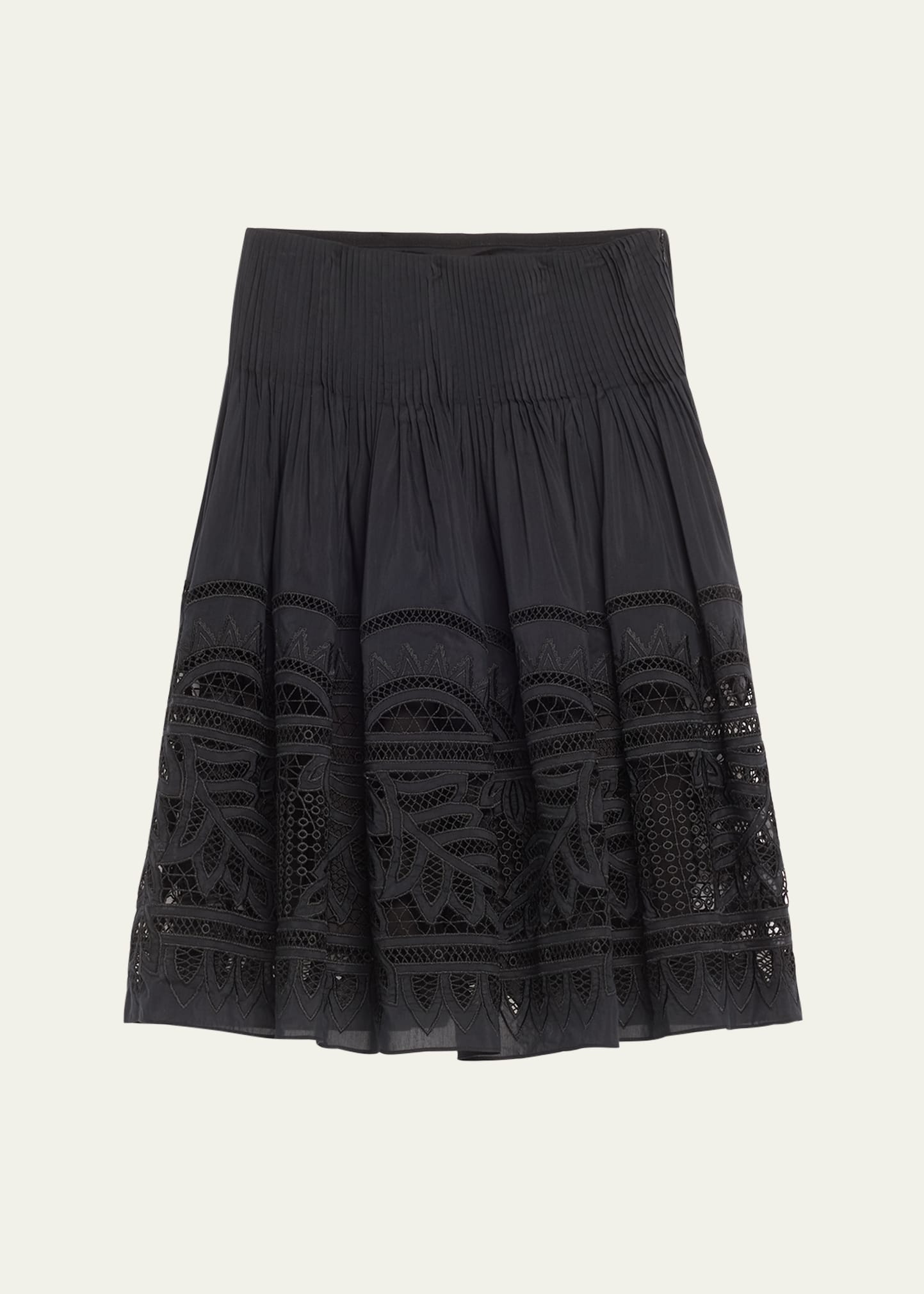 Tayla Pleated Embroidered Midi Skirt