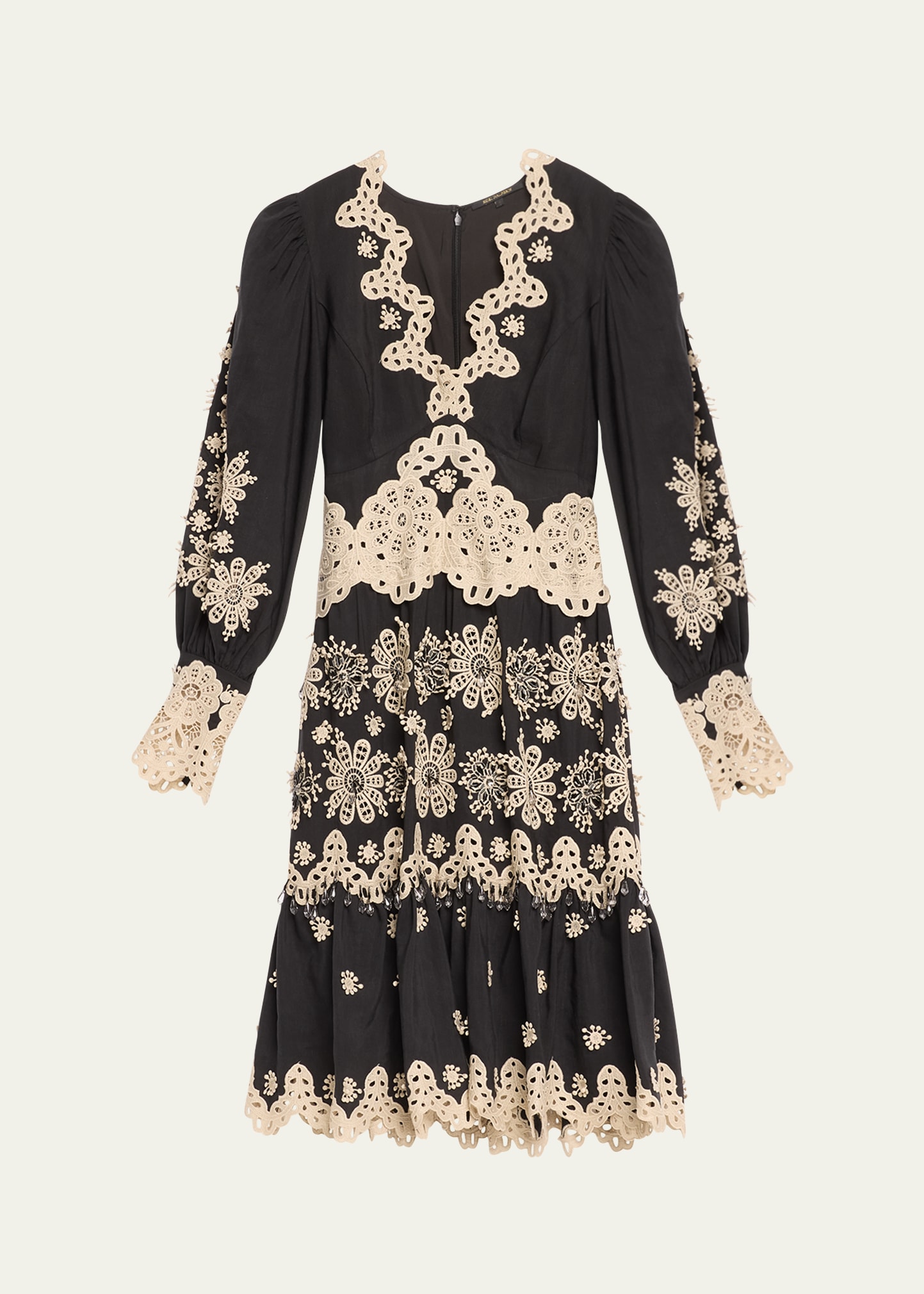 Shop Kobi Halperin Matilda Beaded Floral-embroidered Midi Dress In Black