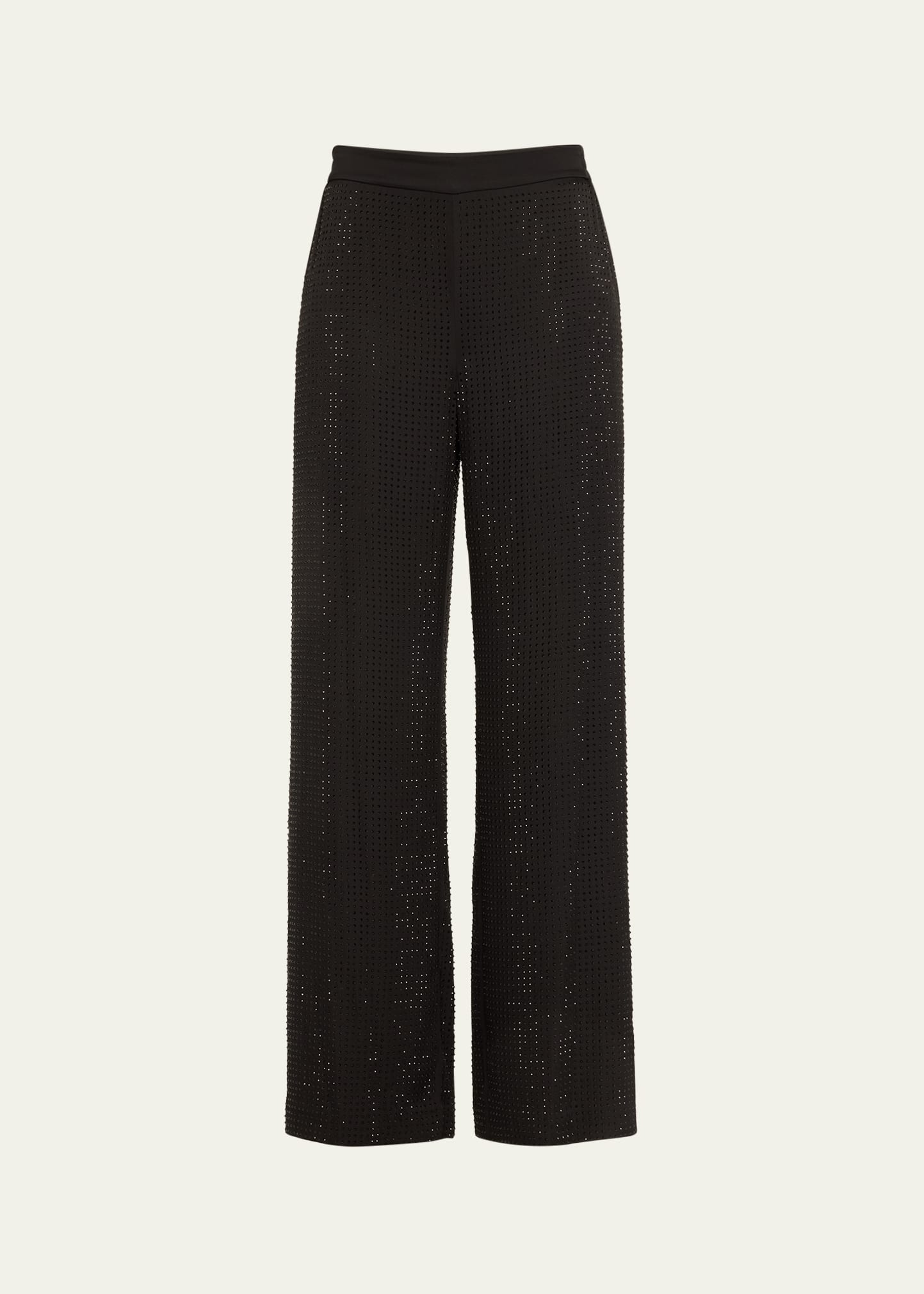 Shop Kobi Halperin Lane Straight-leg Rhinestone Pants In Black