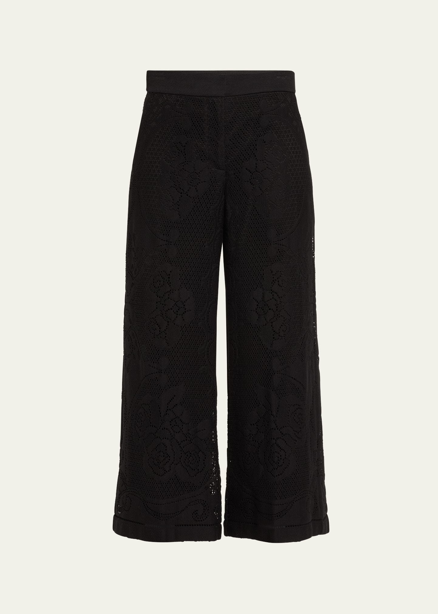 Anisa Cropped Flare-Leg Floral Lace Pants