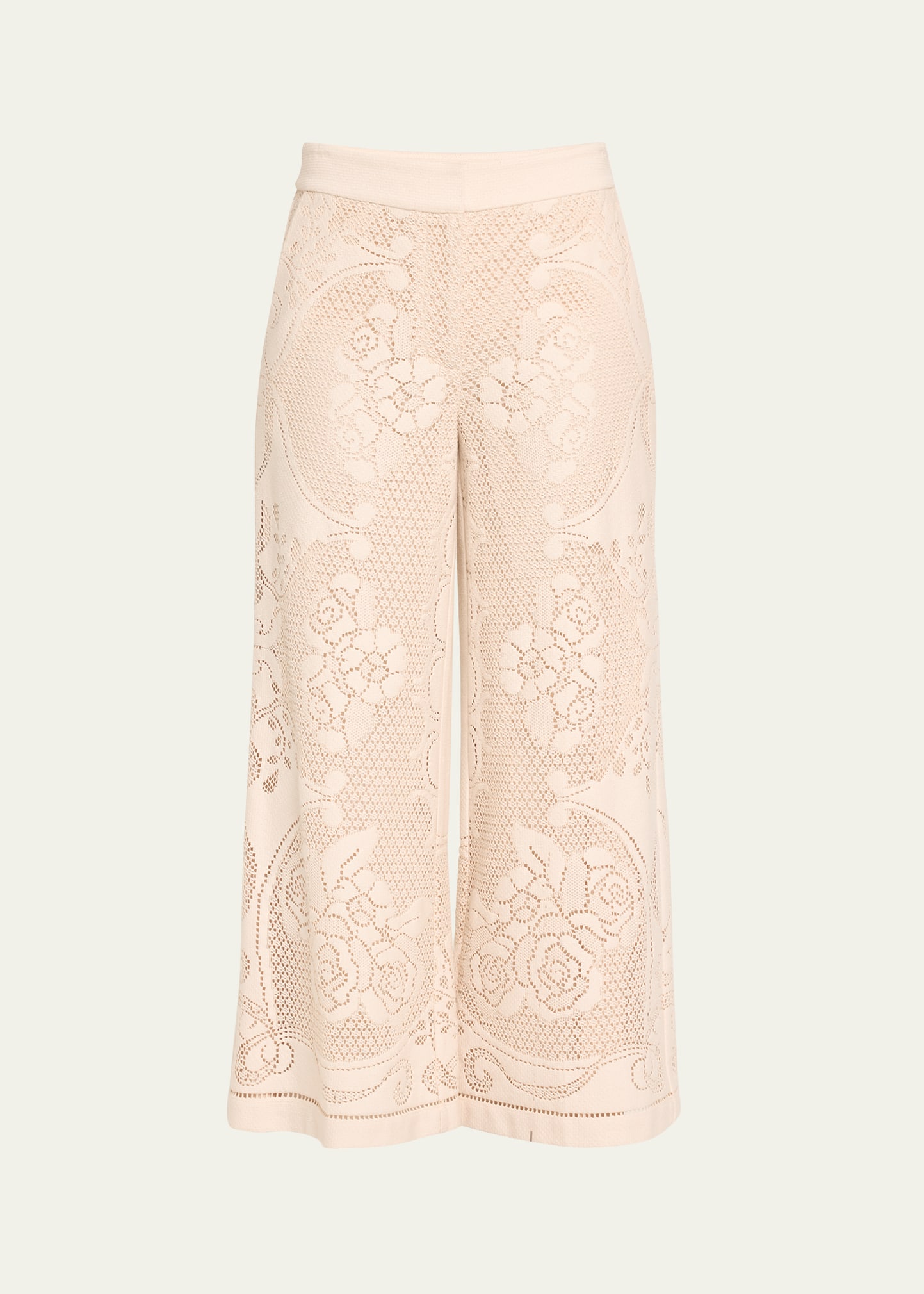 Anisa Cropped Flare-Leg Floral Lace Pants