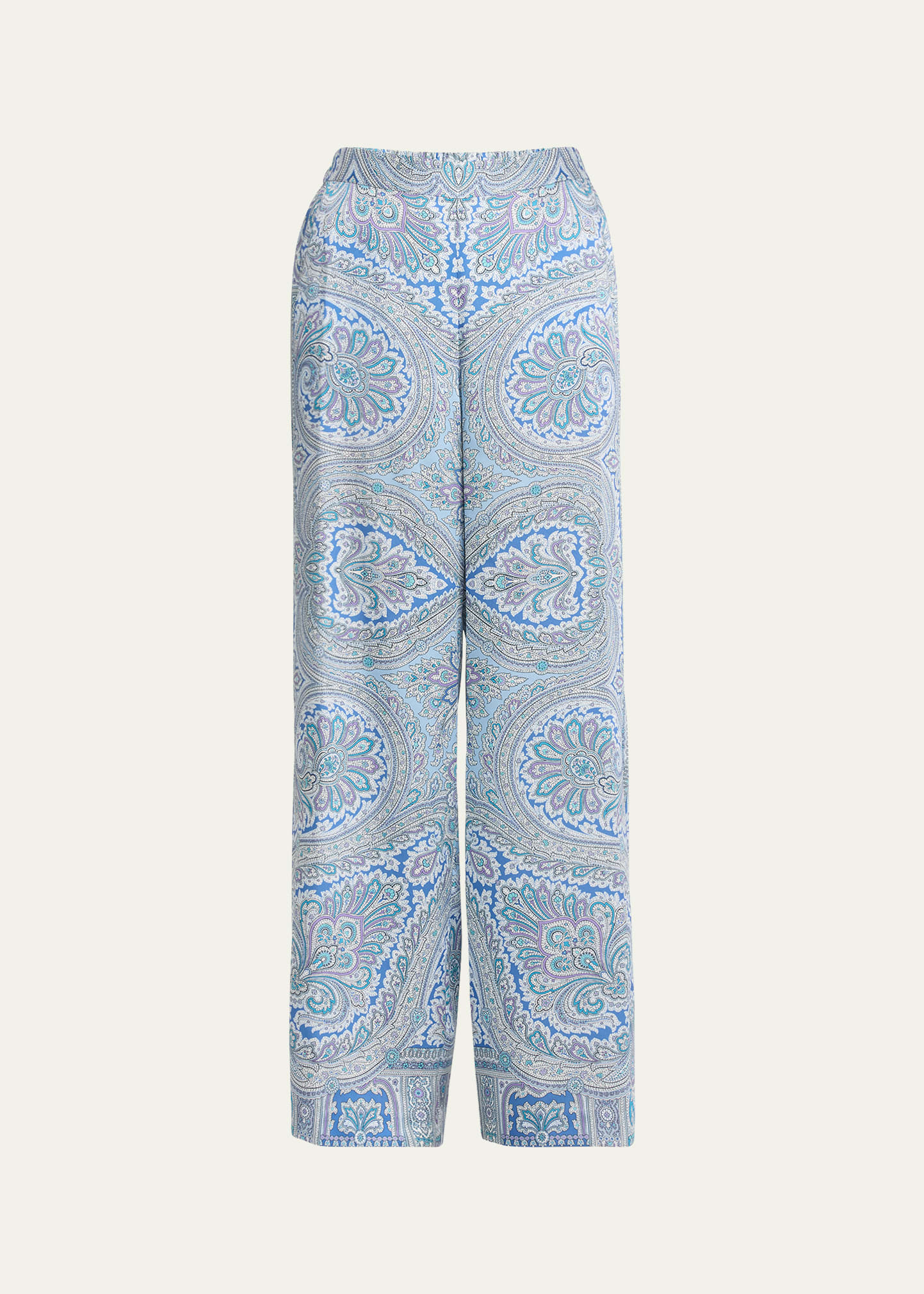 Shop Kobi Halperin Miley Paisley-print Straight-leg Pants In Powder Blue