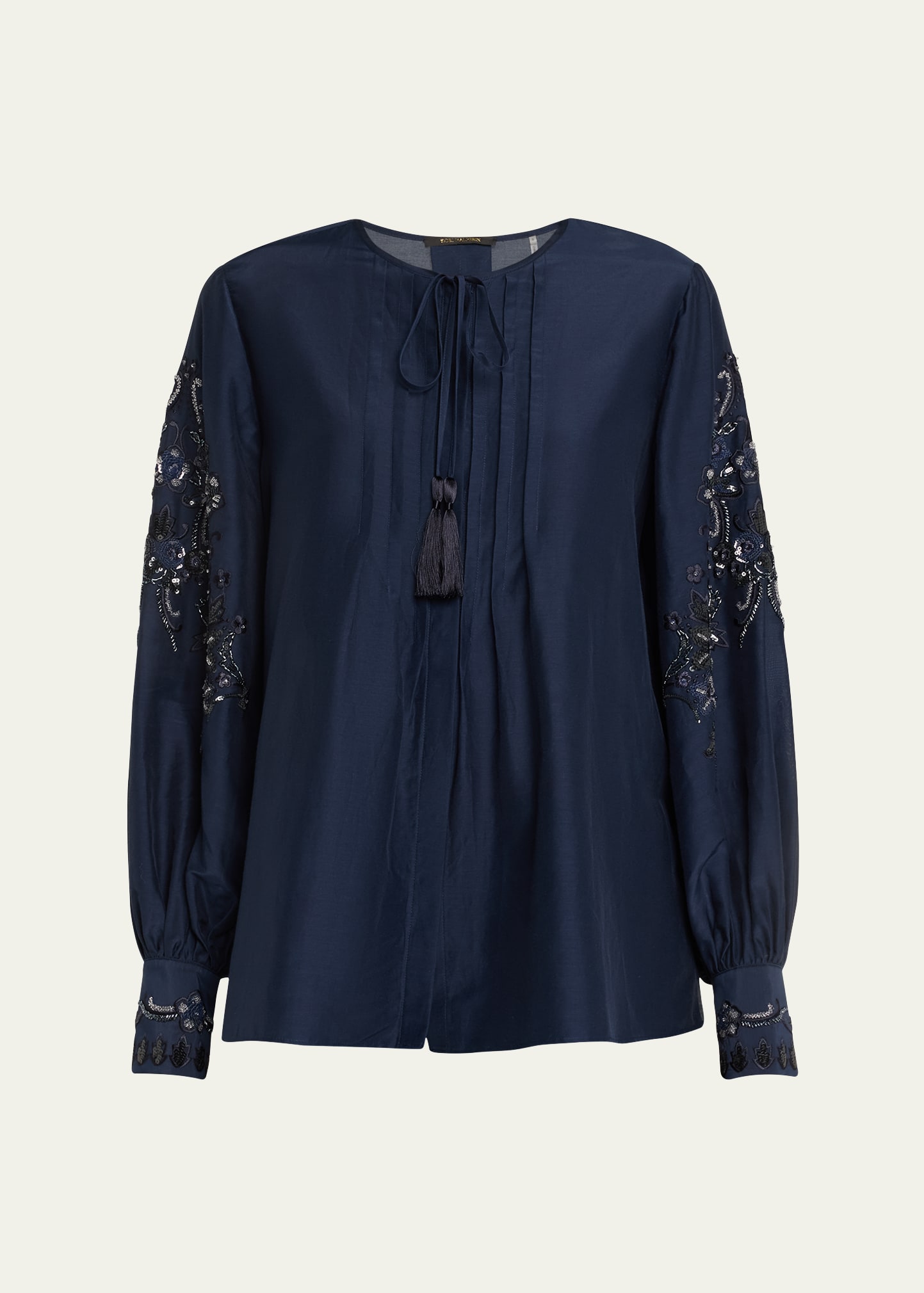 Acacia Sequin Floral-Embroidered Blouse
