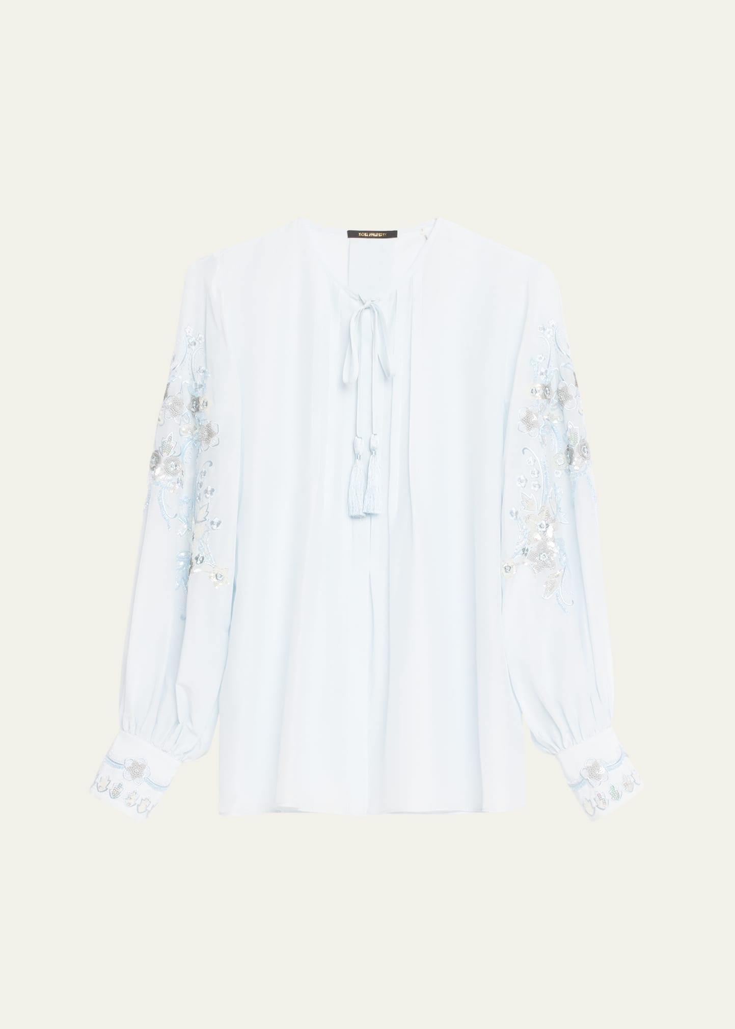 Kobi Halperin Acacia Sequin Floral-embroidered Blouse In Ice