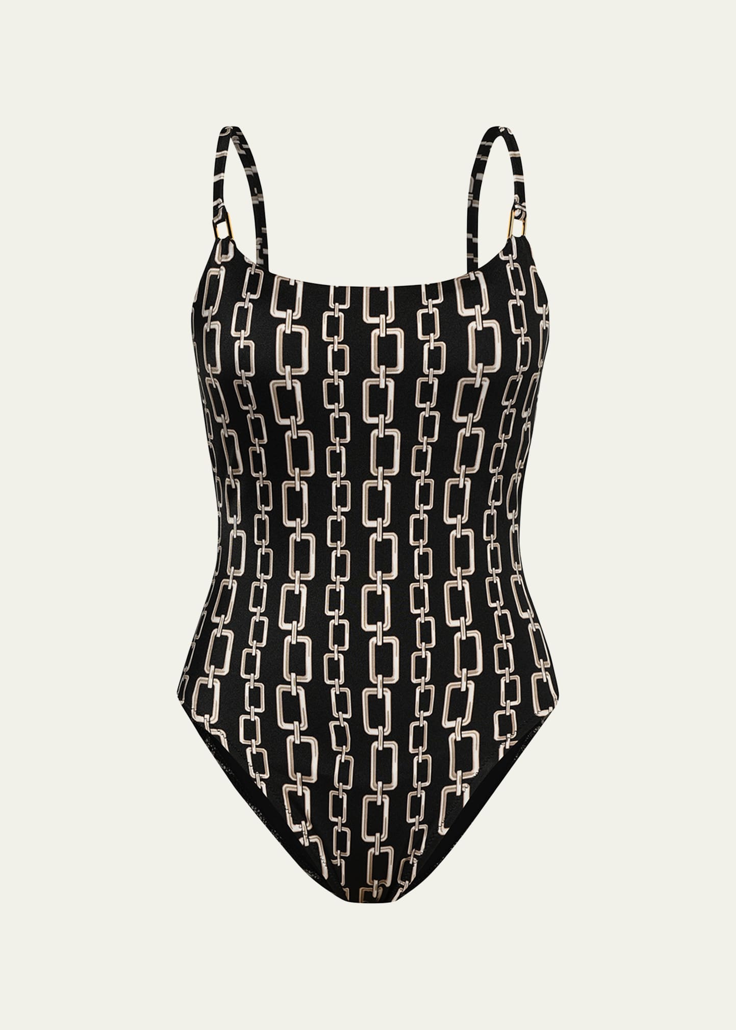 L'agence Swim Remi Geo Chain Basic One-piece Swimsuit In Black