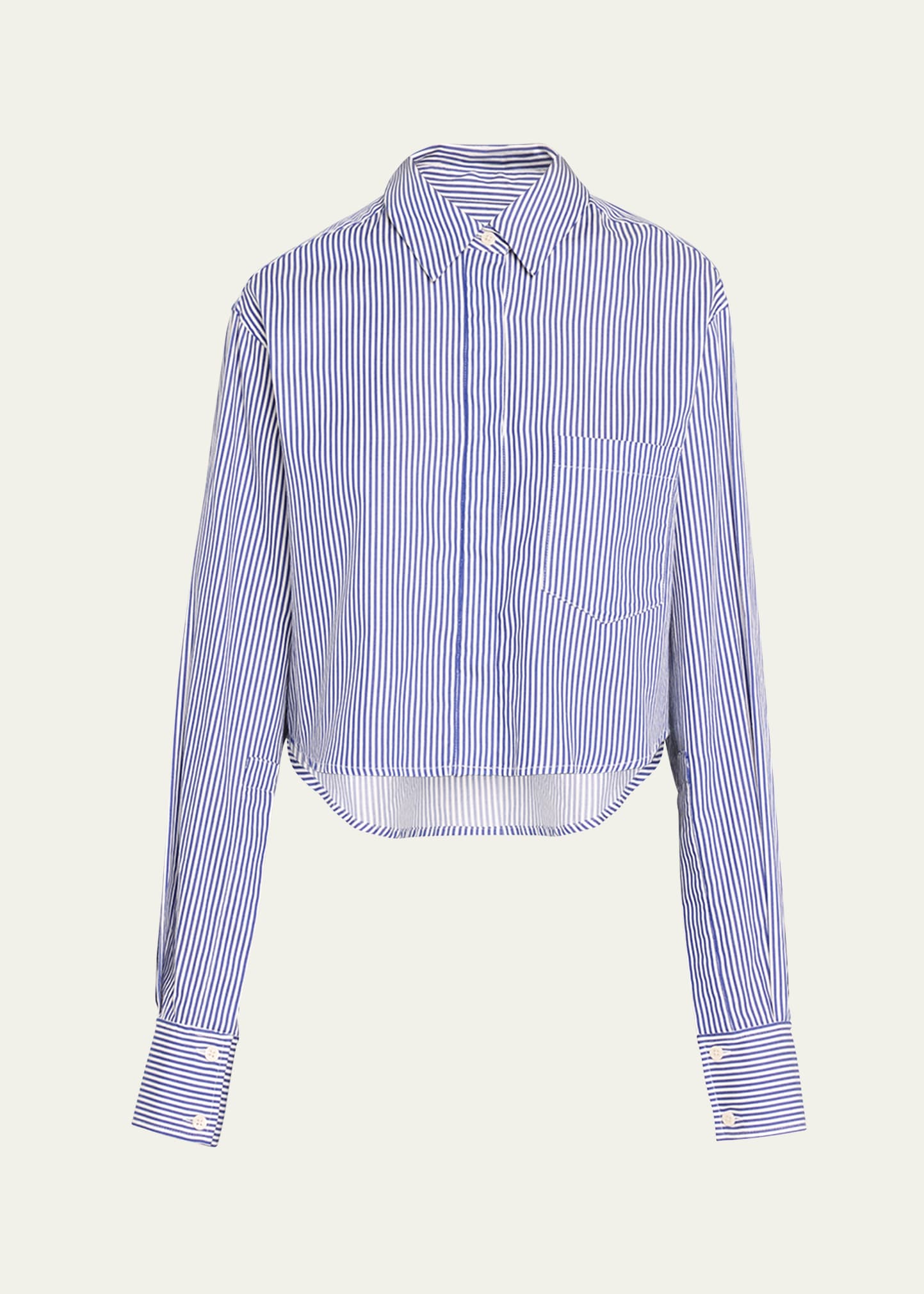 Simkhai Renata Cropped Cotton Stripe Button-front Shirt In Midnight Stripe