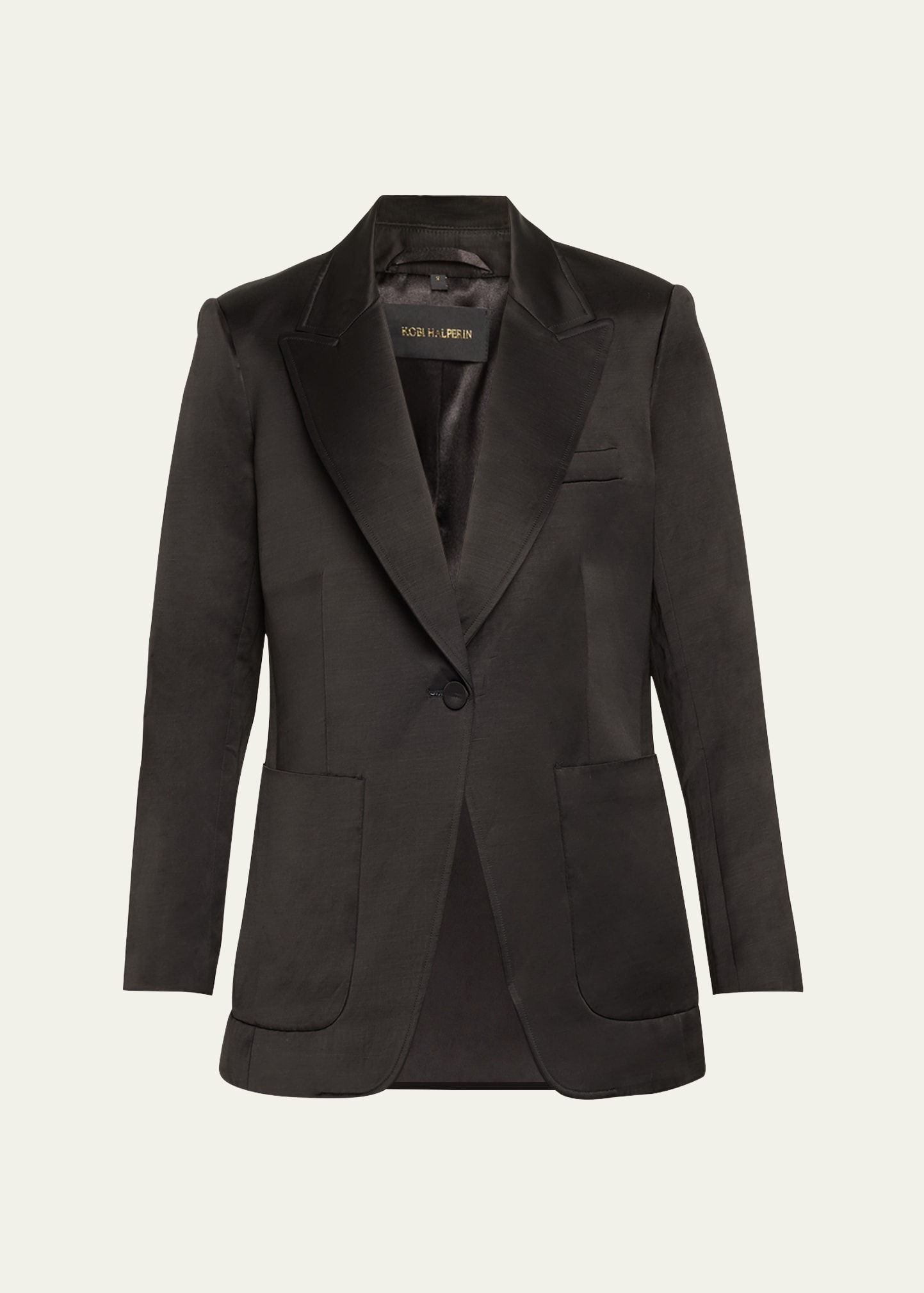 Shop Kobi Halperin Francesca Single-button Satin Jacket In Black