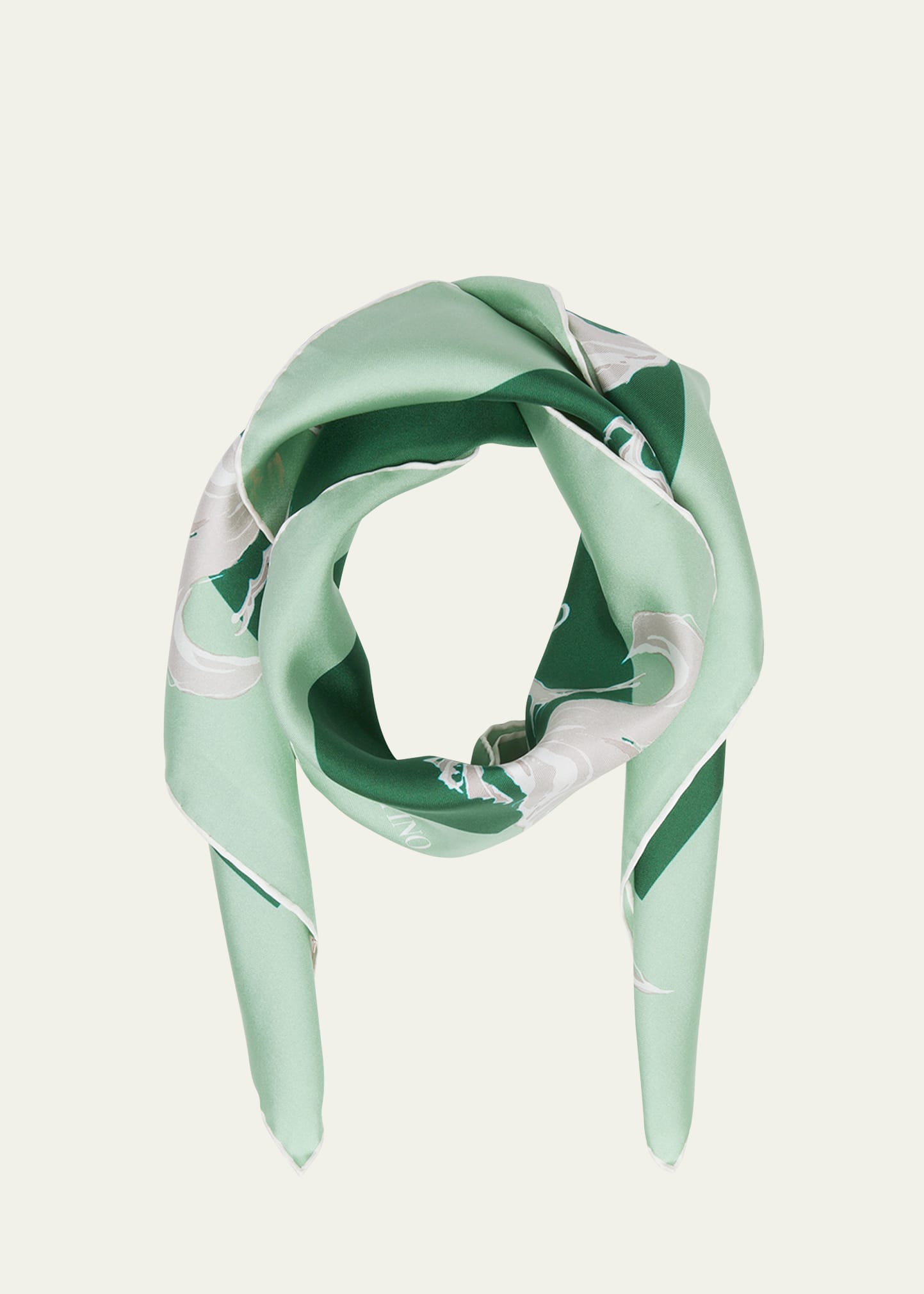 Valentino Metamorphosis Sirens Silk Twill Scarf In Green