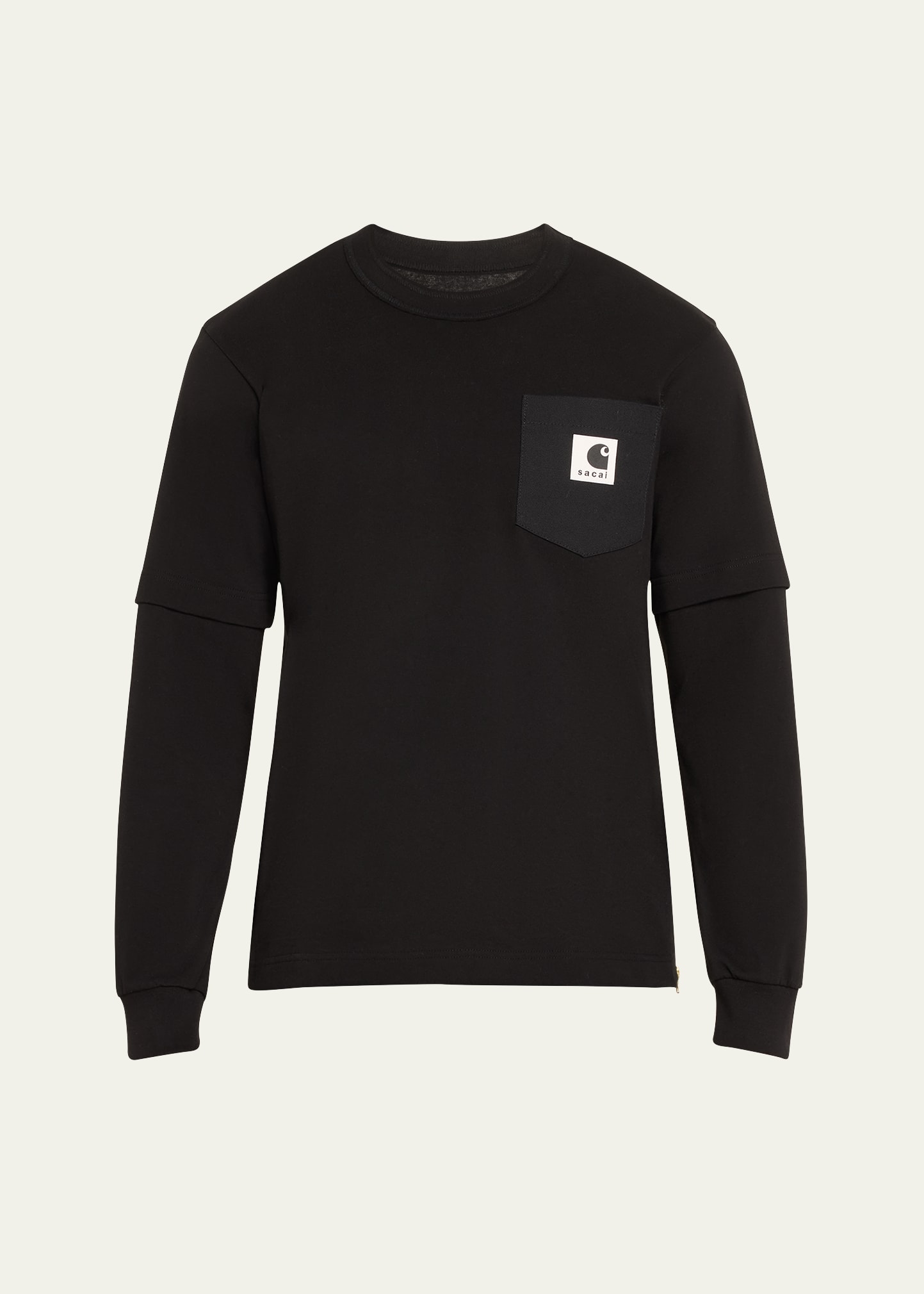 Shop Sacai X Carhartt Wip Men's Side-zip T-shirt In Black