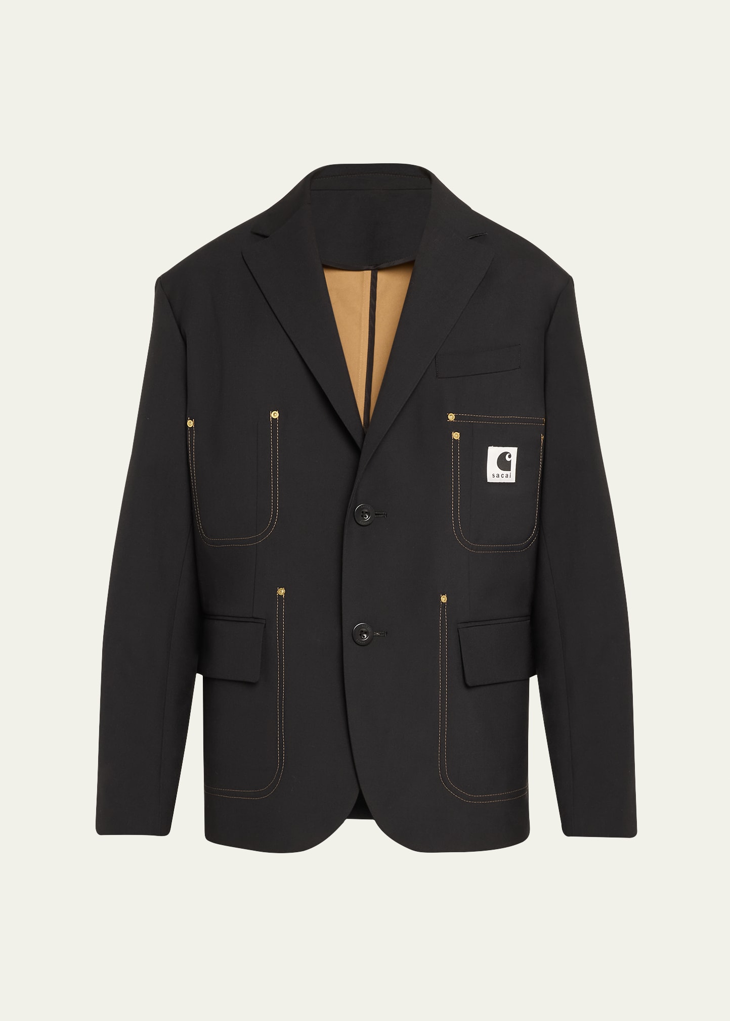 Shop Sacai X Carhartt Wip Men's Topstitched Workwear Sport Jacket In Black