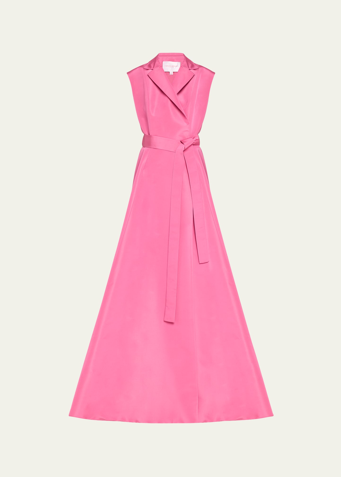Shop Carolina Herrera Sleeveless Trench Gown With Pockets In Rose