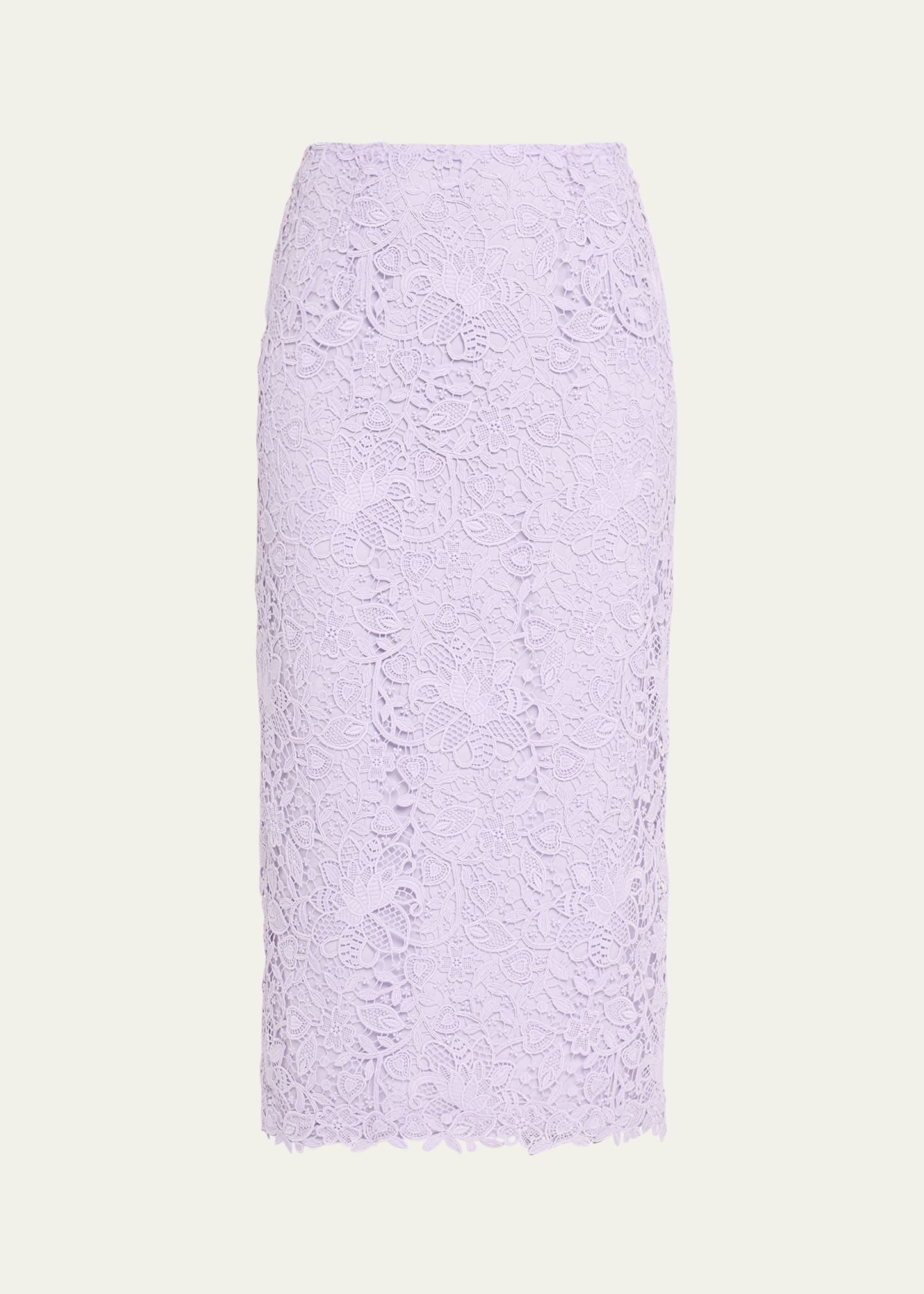 Carolina Herrera Belted Lace Midi Skirt In Lilac