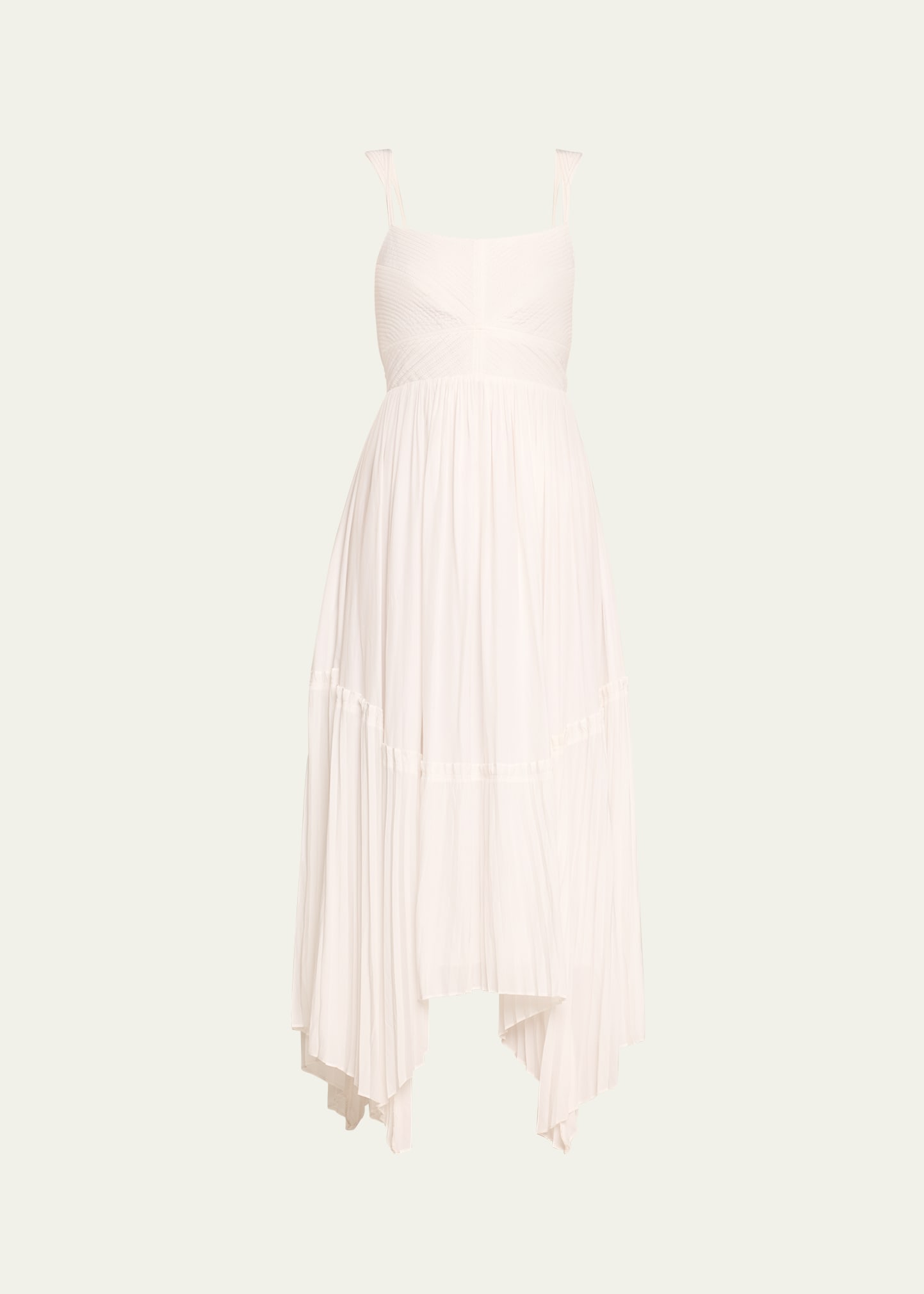 Ramy Brook August Pleated Handkerchief Dress In Ivory