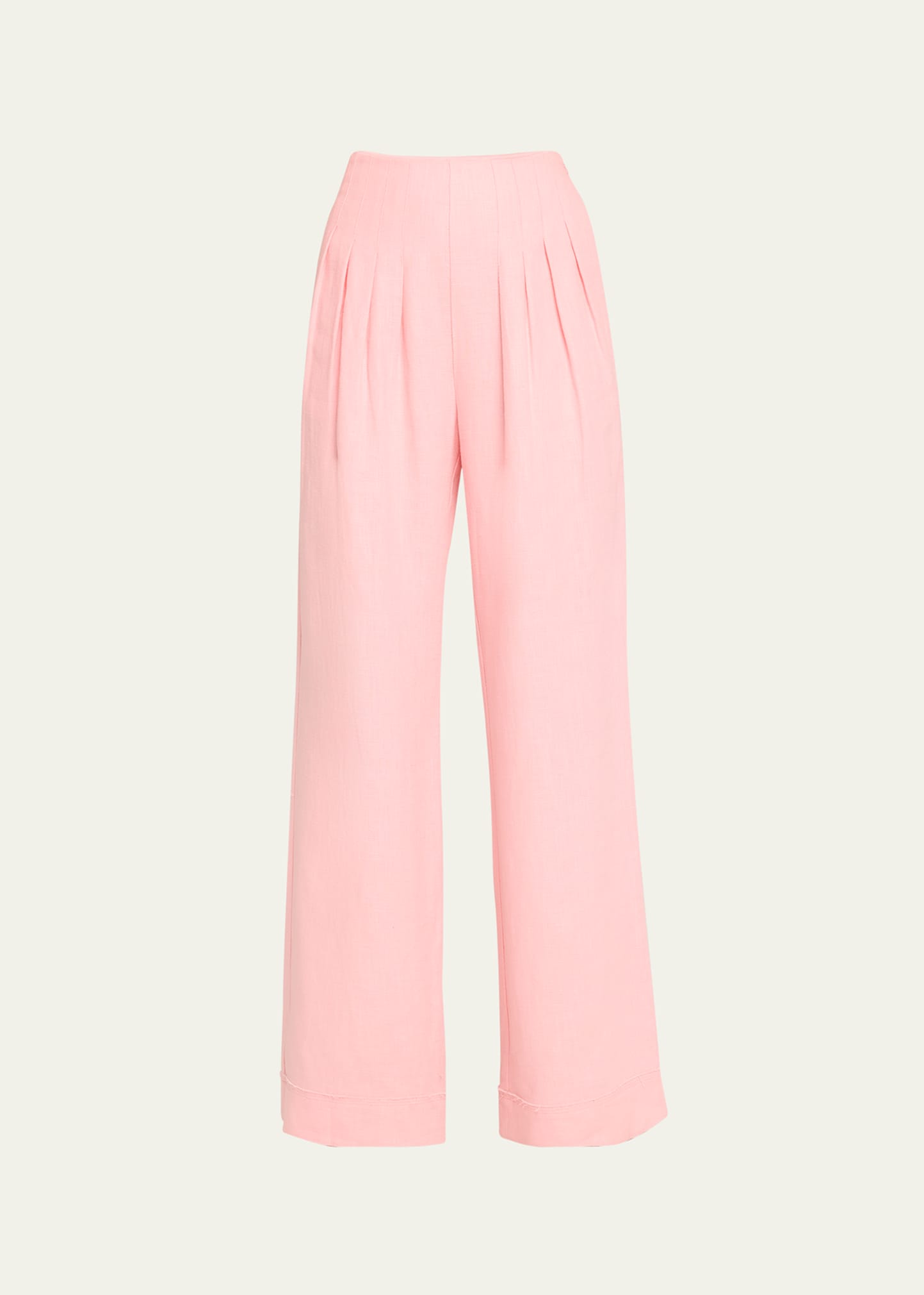 Shop Ramy Brook Dalia Pleated Wide-leg Pants In Pink Tulip