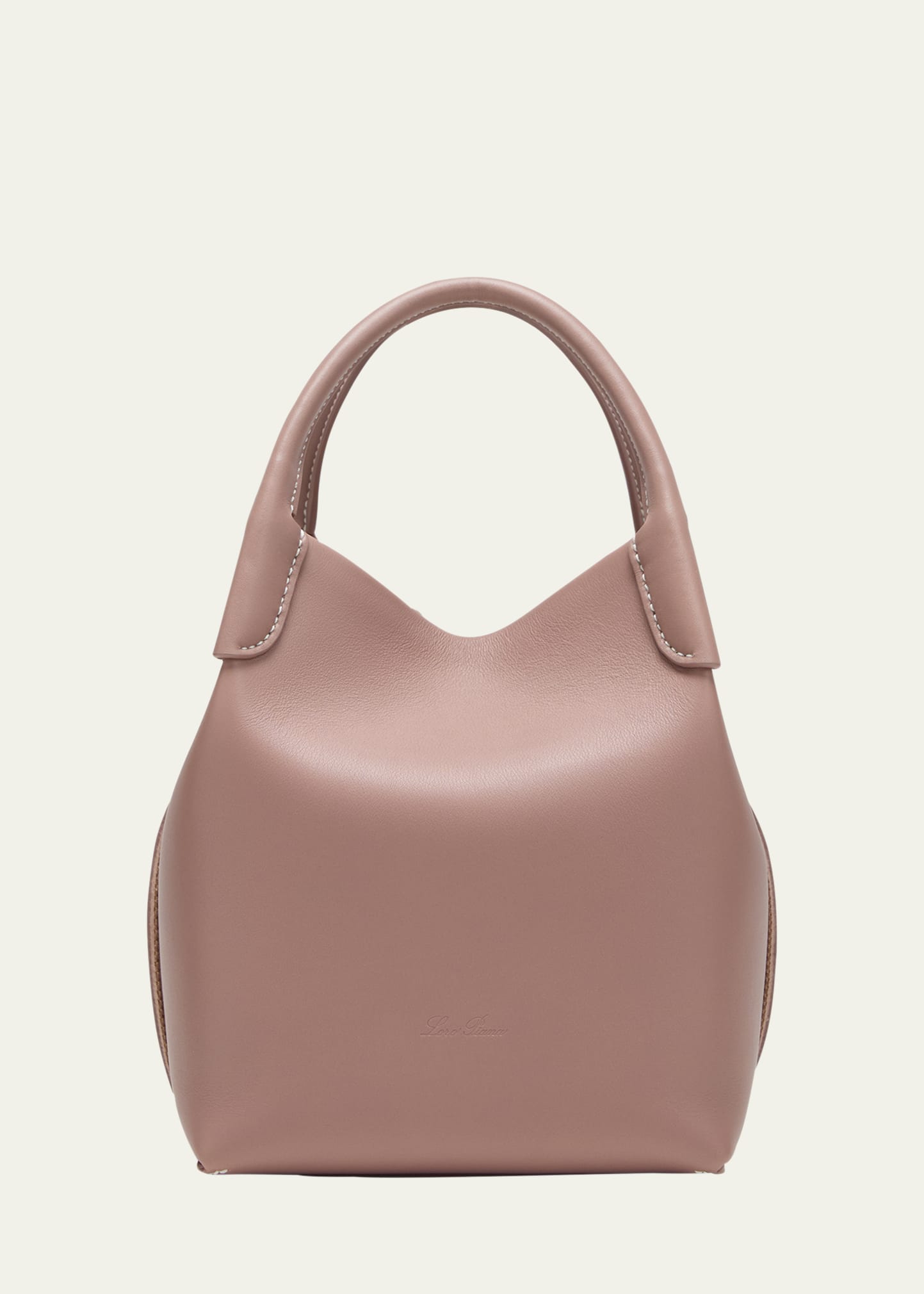 Shop Loro Piana Bale Leather Top-handle Bag In 30f9 Turtle Rose