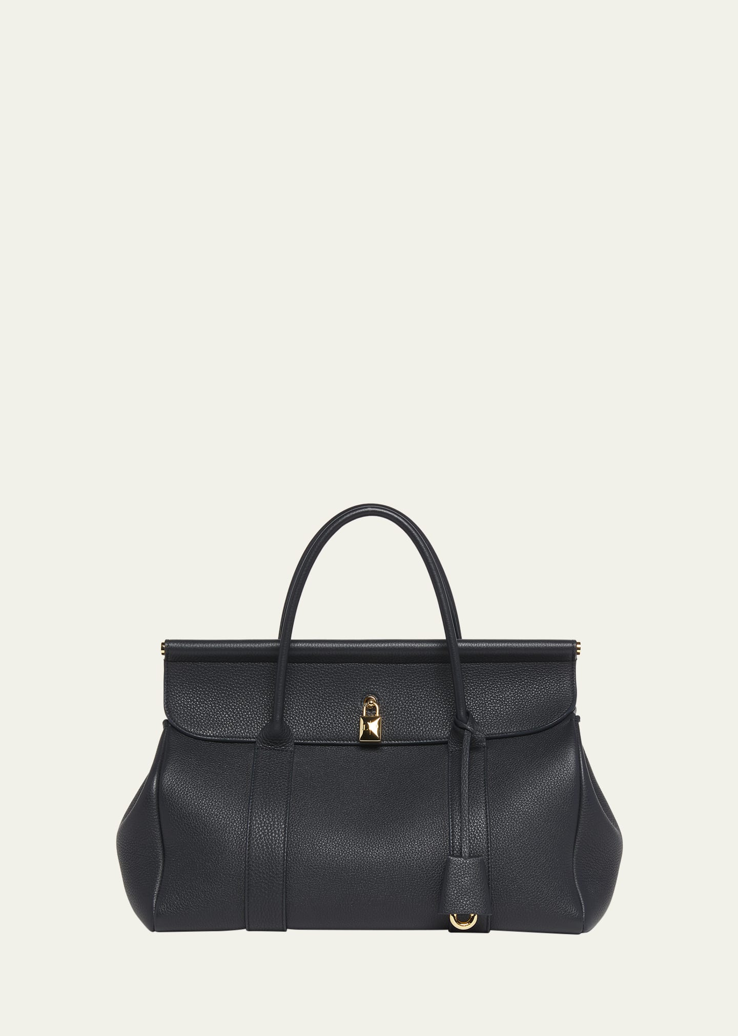 Loro Piana Loom 32 Grained Leather Top-handle Bag In W000 Navy Blue