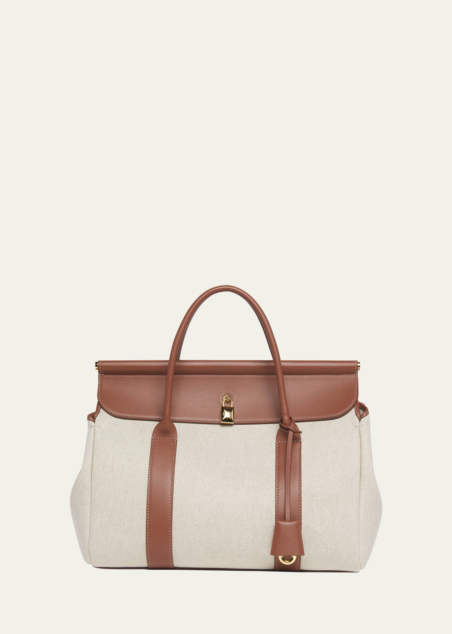 Loro Piana Loom 32 Canvas Top-handle Bag In B4au Natural Cara