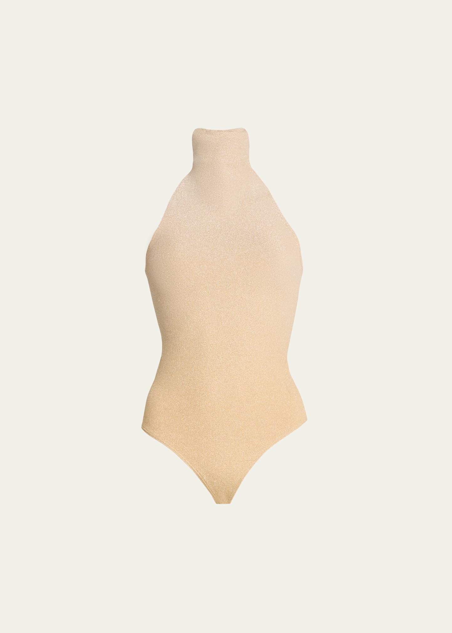 Wolford Fading Shine Ombre Shimmer Turtleneck Bodysuit In Gold Shine