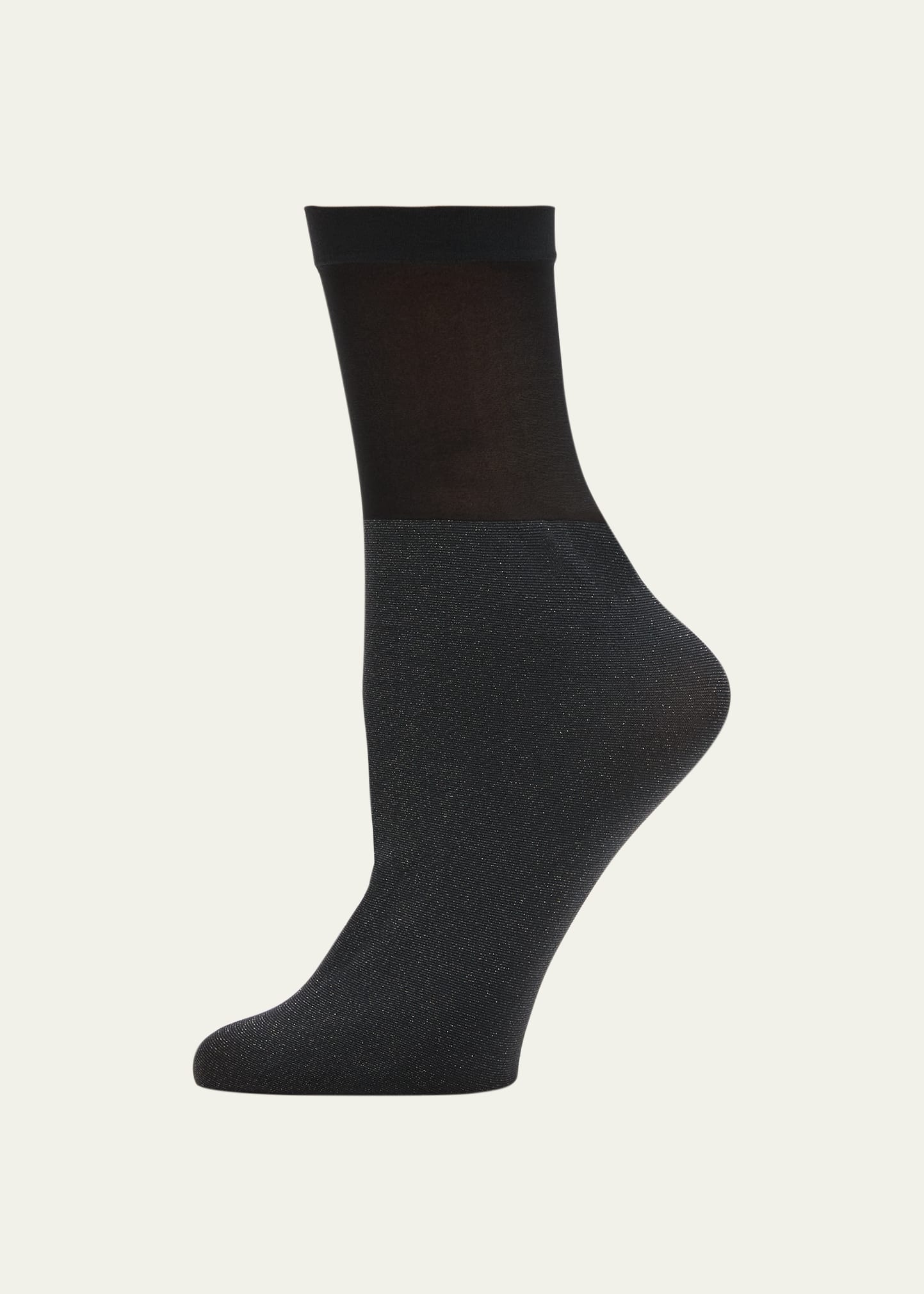 Shop Wolford Shiny Sheer Ankle Socks, 35 Denier In Black/pewter
