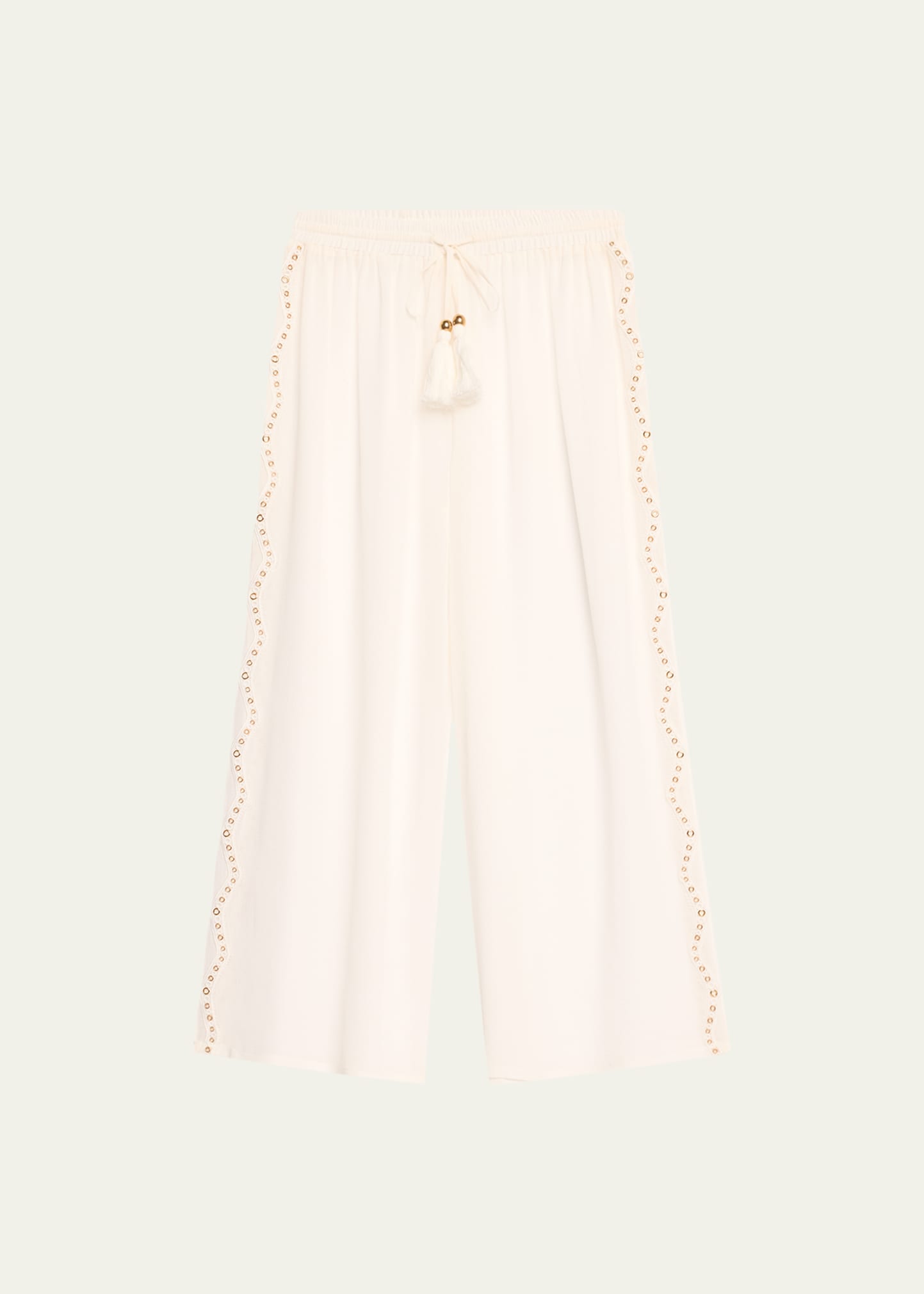 Shop Ramy Brook Shelby Grommet-trim Drawstring Pants In White