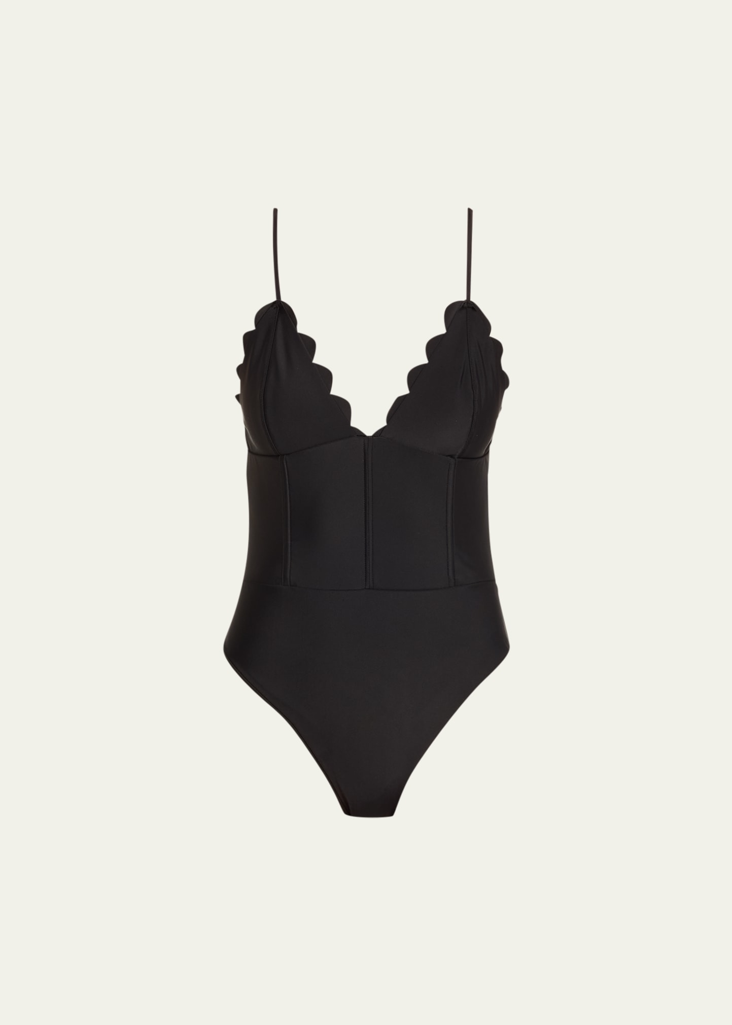 Ramy Brook Mikayla Scalloped One Piece Swimsuit In Black