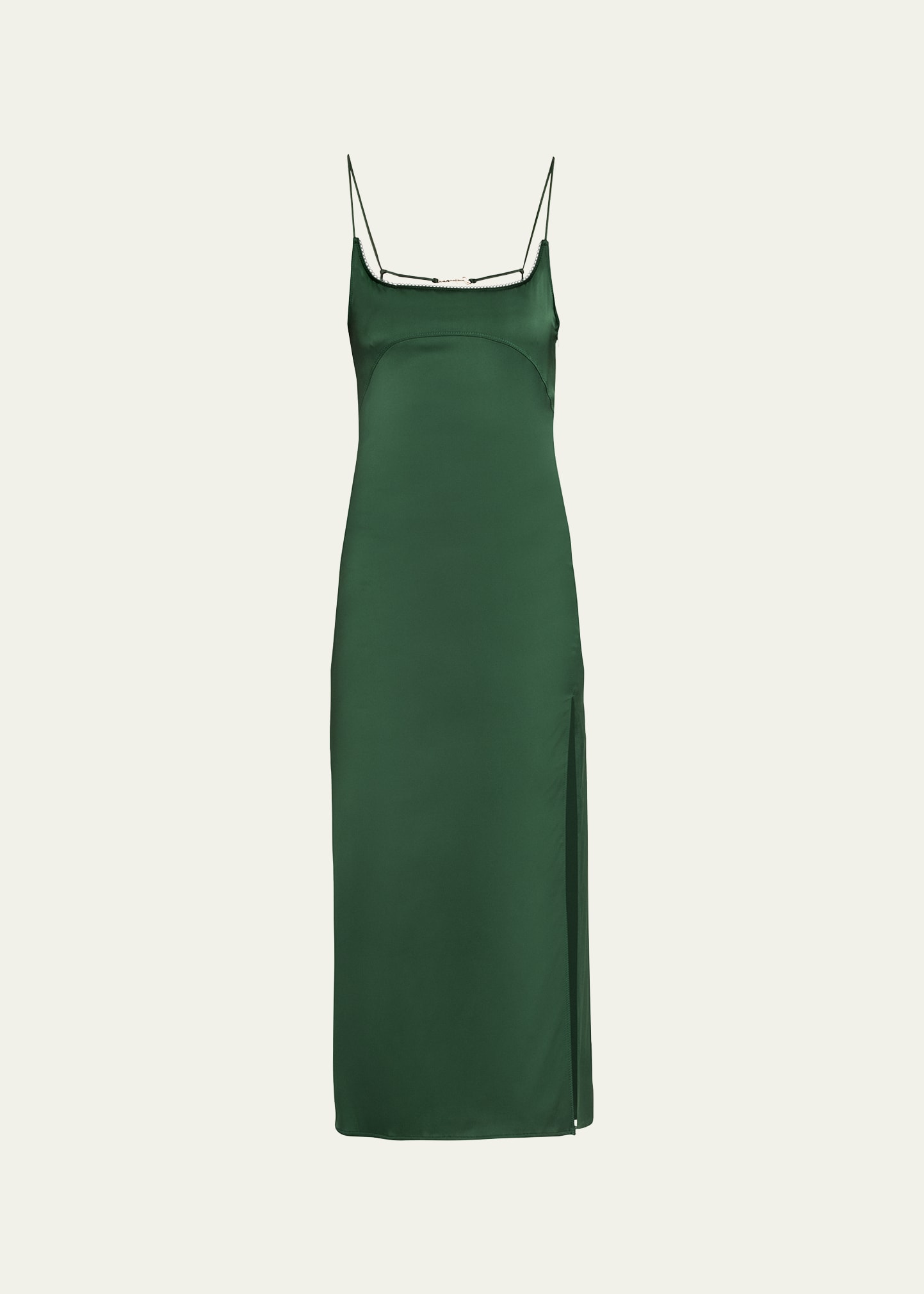 Shop Jacquemus La Robe Notte Midi Dress In Dark Green