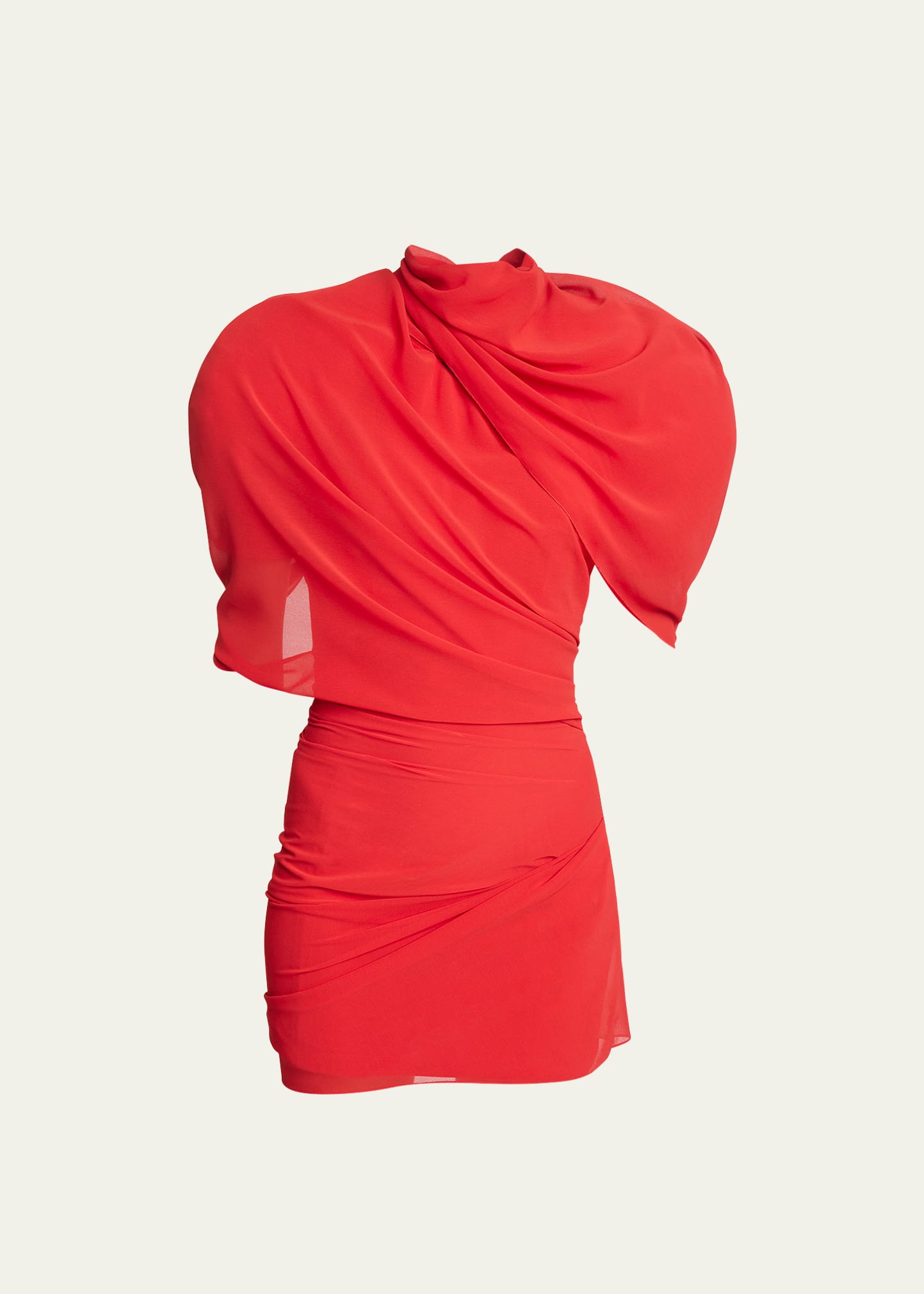Shop Jacquemus La Robe Castagna Draped Mini Dress In Red