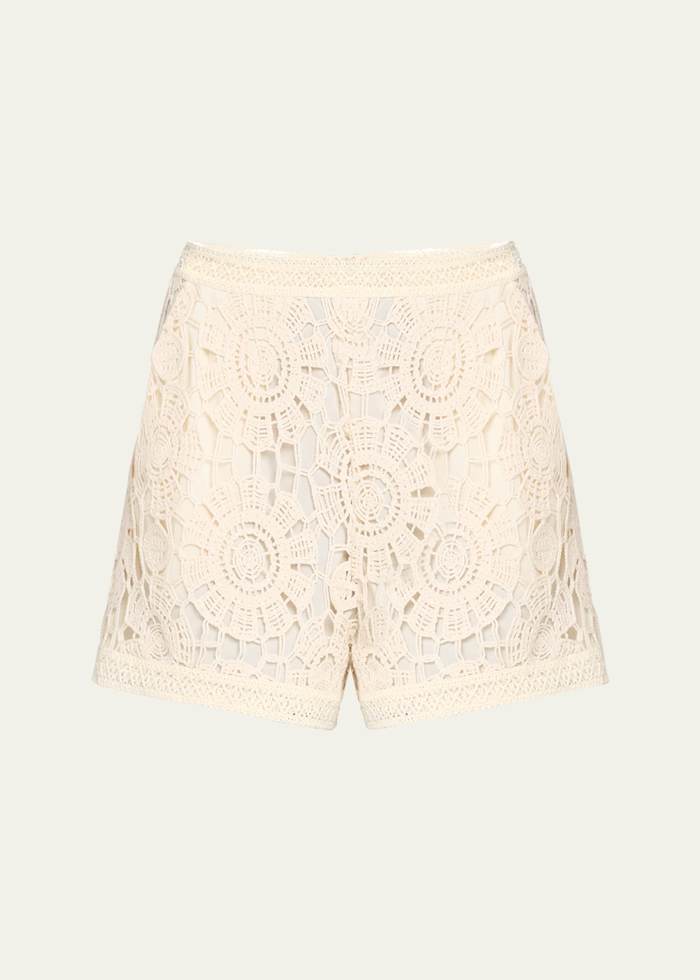 Patbo Cotton Crochet High-waist Shorts In Wheat