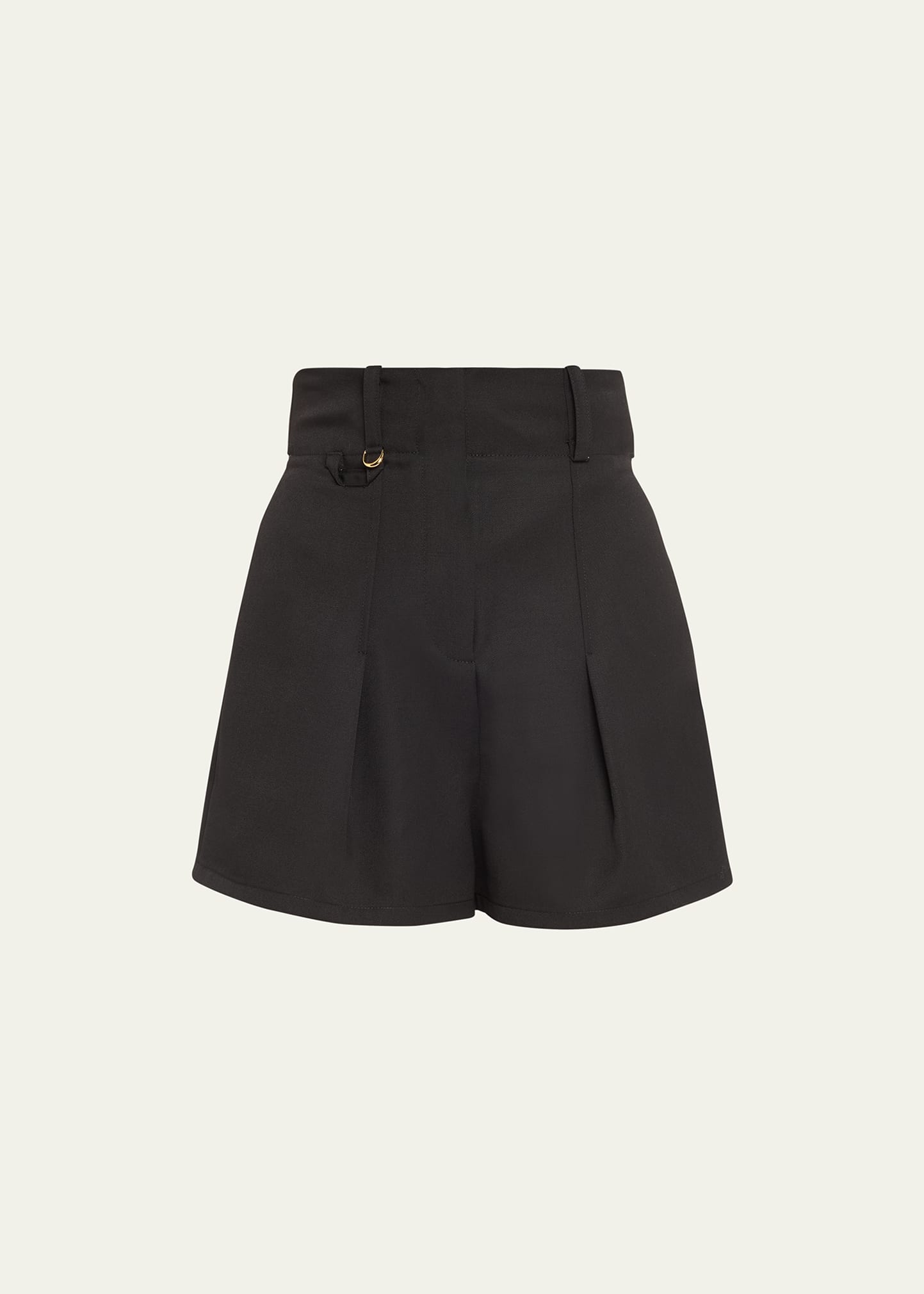 Jacquemus Le Short Bari Pleated Wool Shorts In Black
