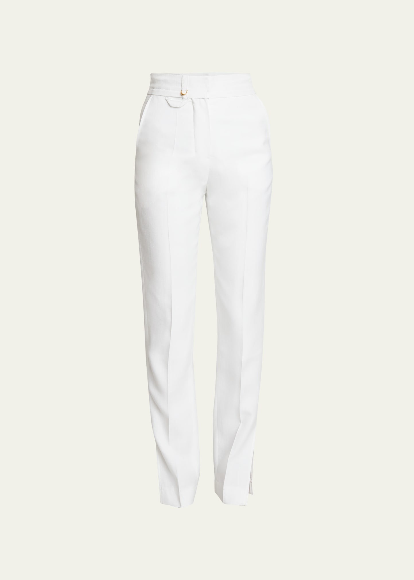 Jacquemus Tibau Slit-hem Straight-leg Pants In White