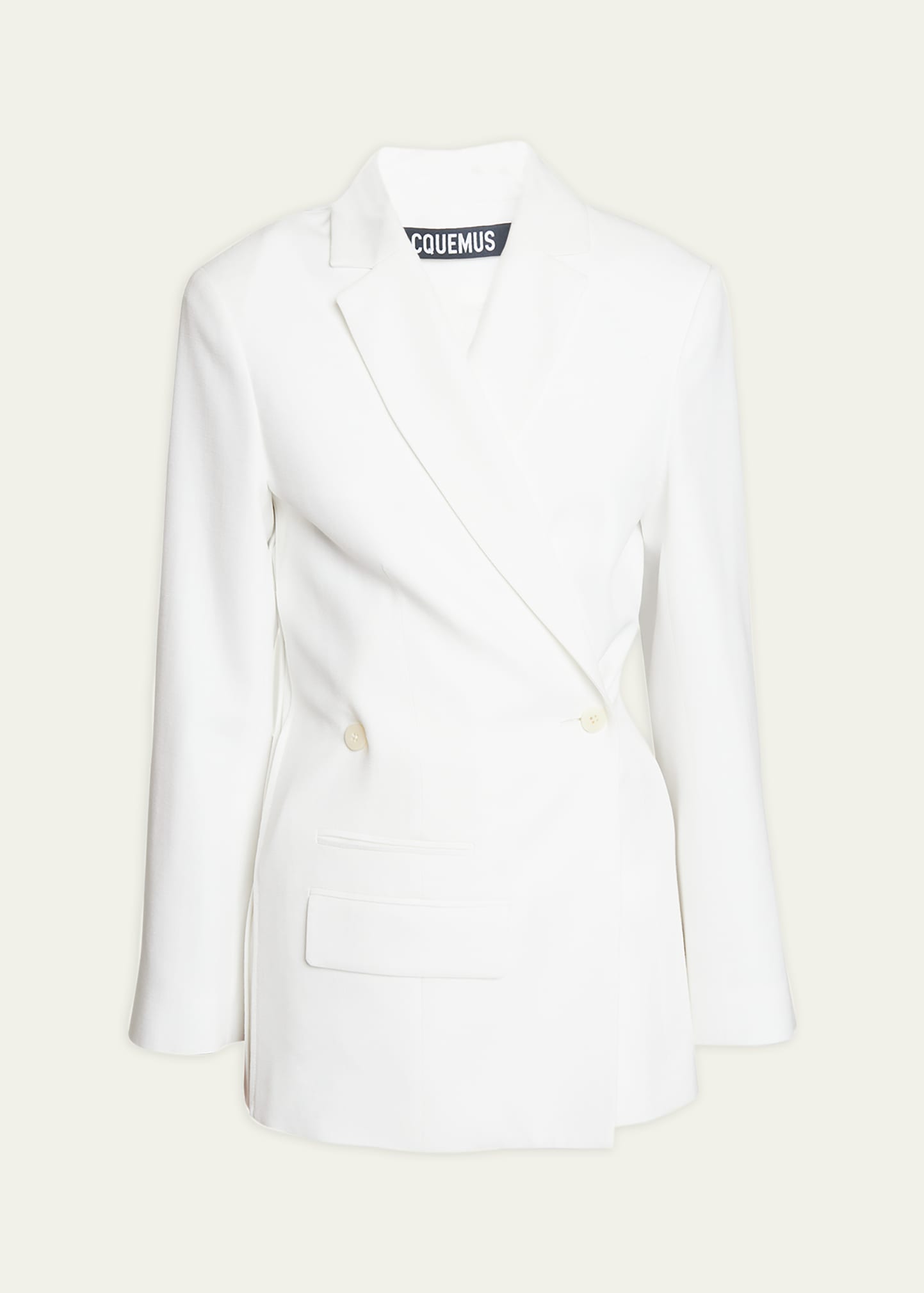 Shop Jacquemus Tibau Crossover Double-breasted Blazer In White