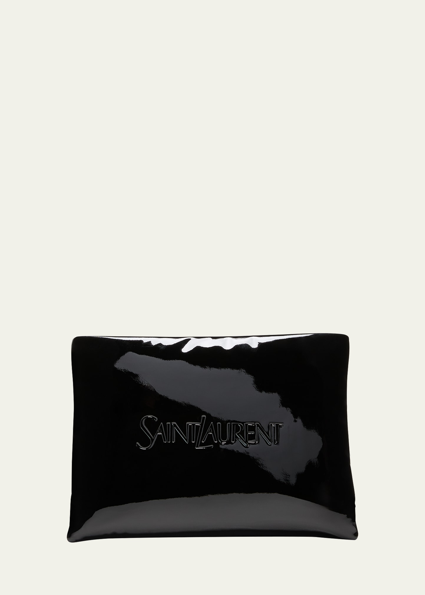 Saint Laurent Men's Patent Leather Pillow Pouch In Nero