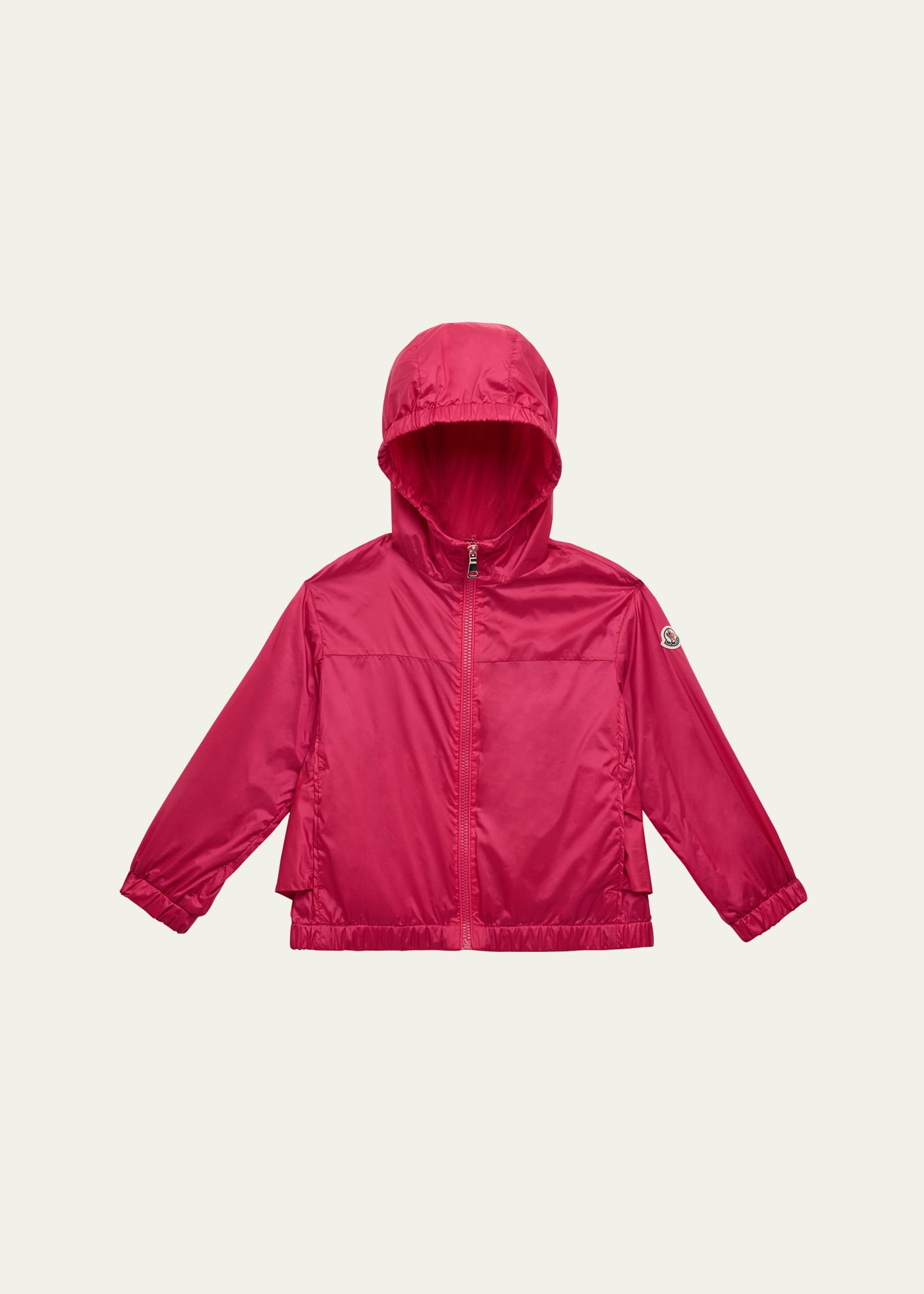 Shop Moncler Girl's Owara Hooded Rain Jacket In Dark Pink
