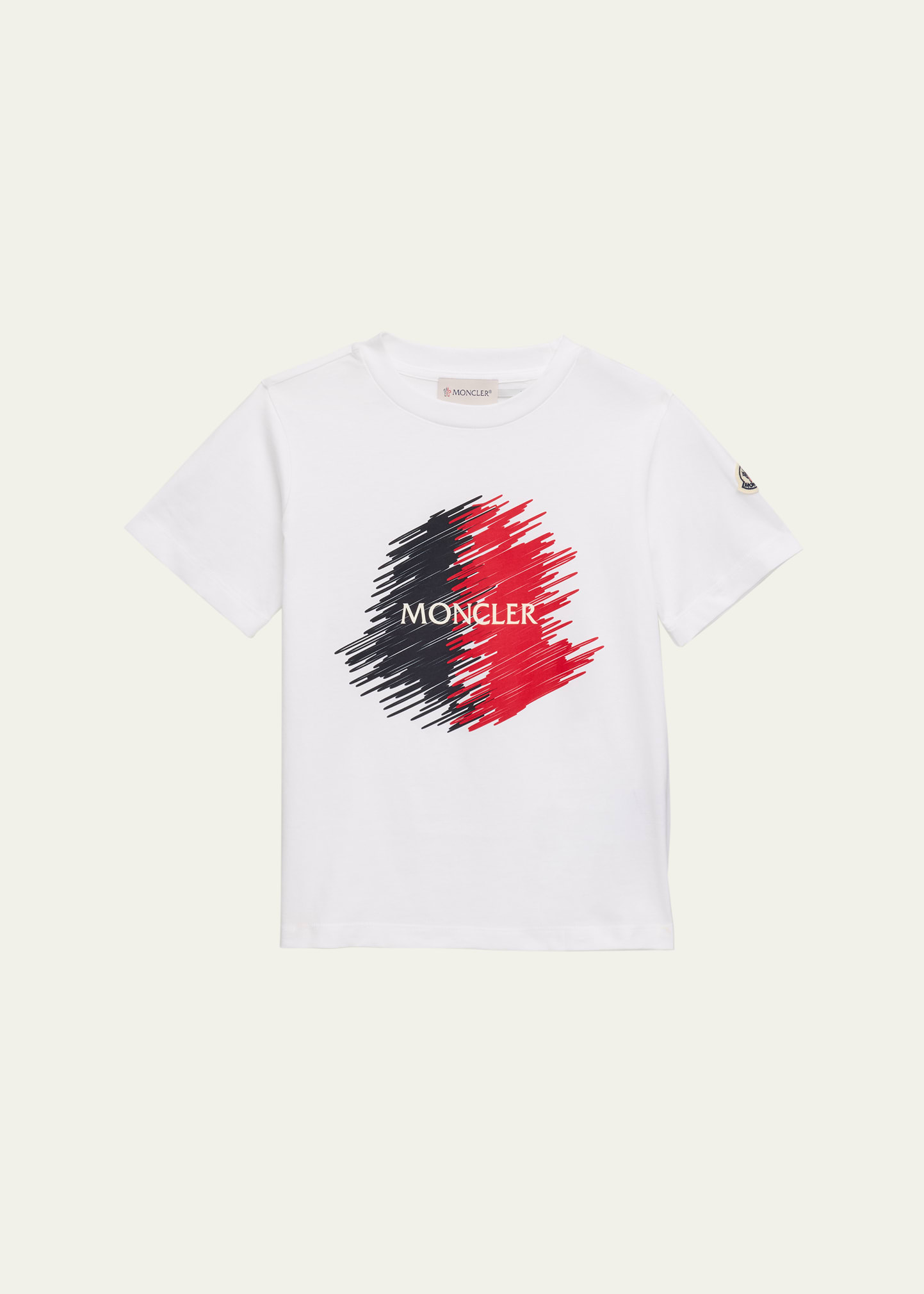 Shop Moncler Boy's Scribble Graphic Print Short-sleeve T-shirt In White