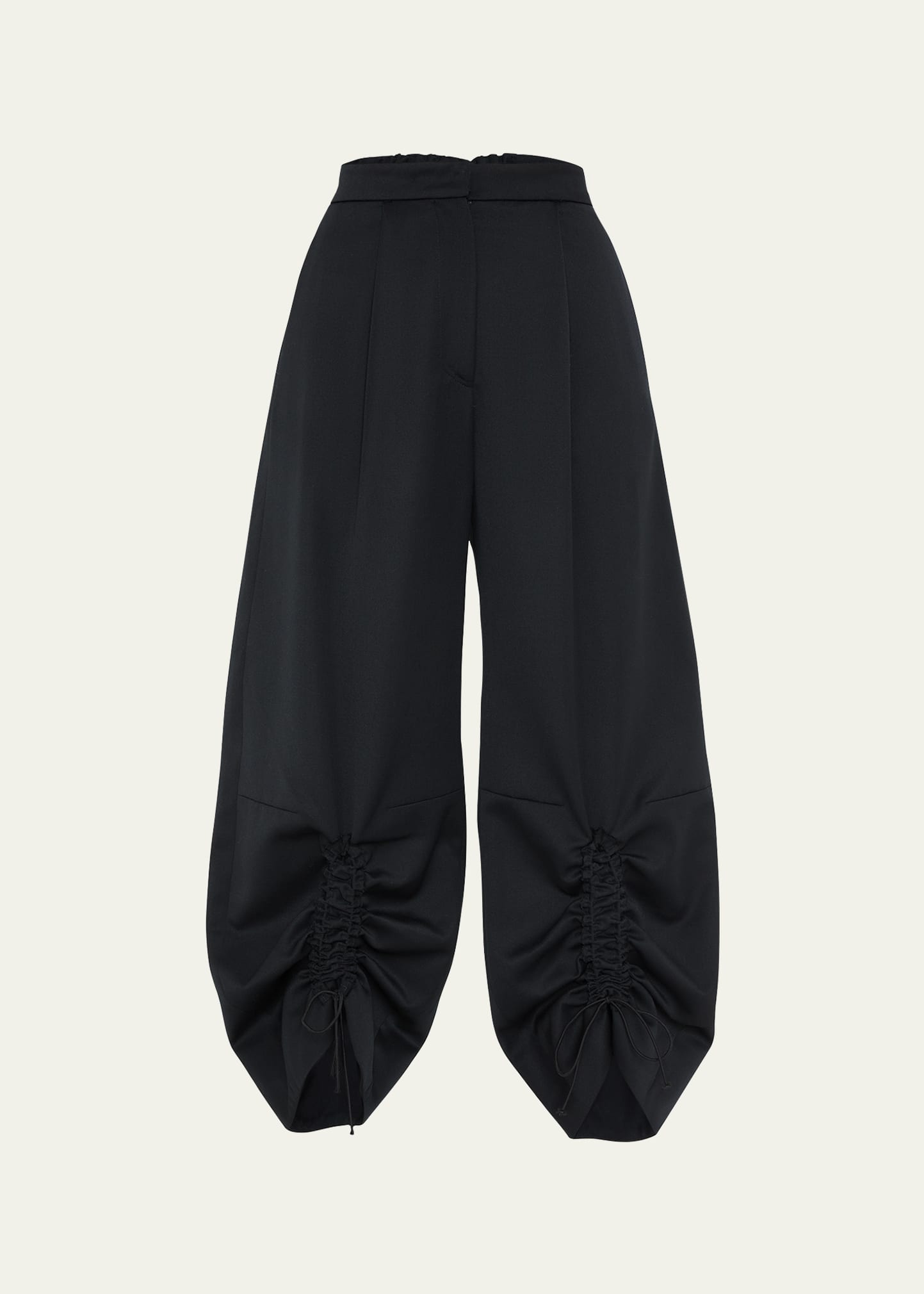 Shop Simone Rocha Wide-leg Trousers With Ruching In Black
