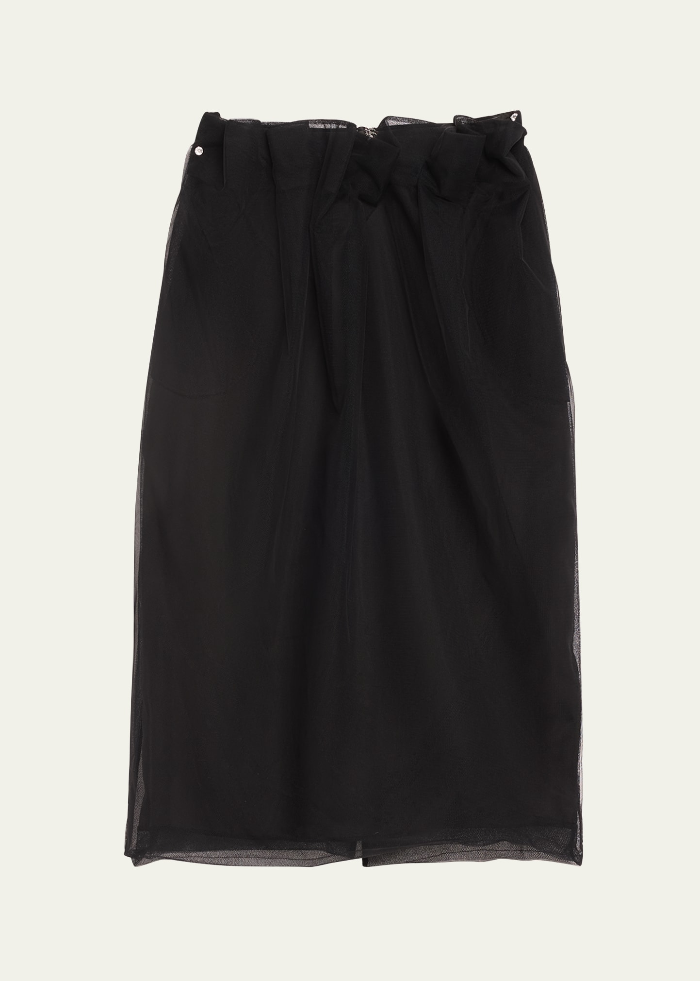 Shop Simone Rocha Mesh Pleated Waist Pencil Midi Skirt In Black