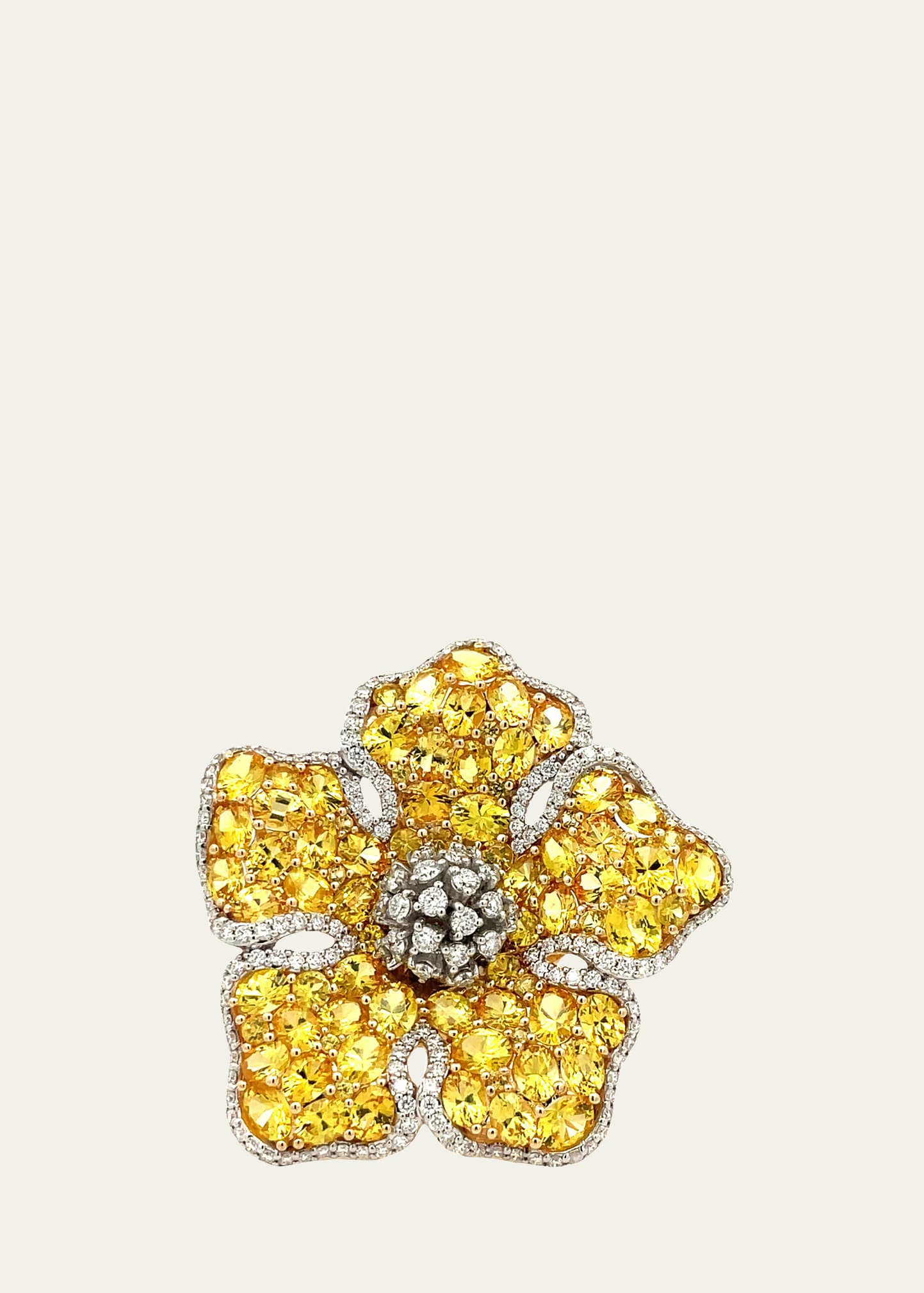 18k Yellow Gold Diamond and Yellow Sapphire Ring