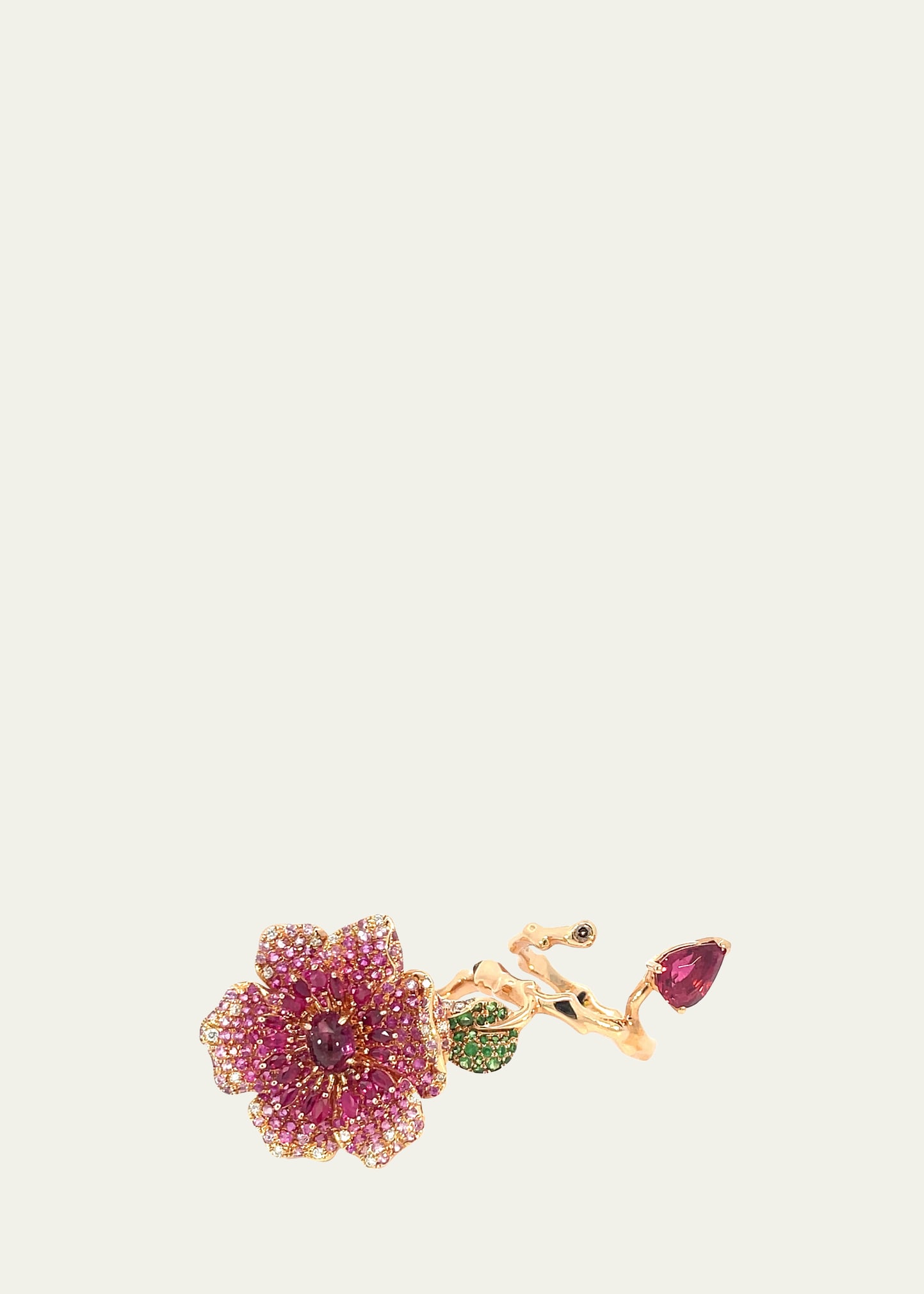 Stéfère 18k Rose Gold Diamond And Mixed Stone Flower Ring In Pink Sapphires
