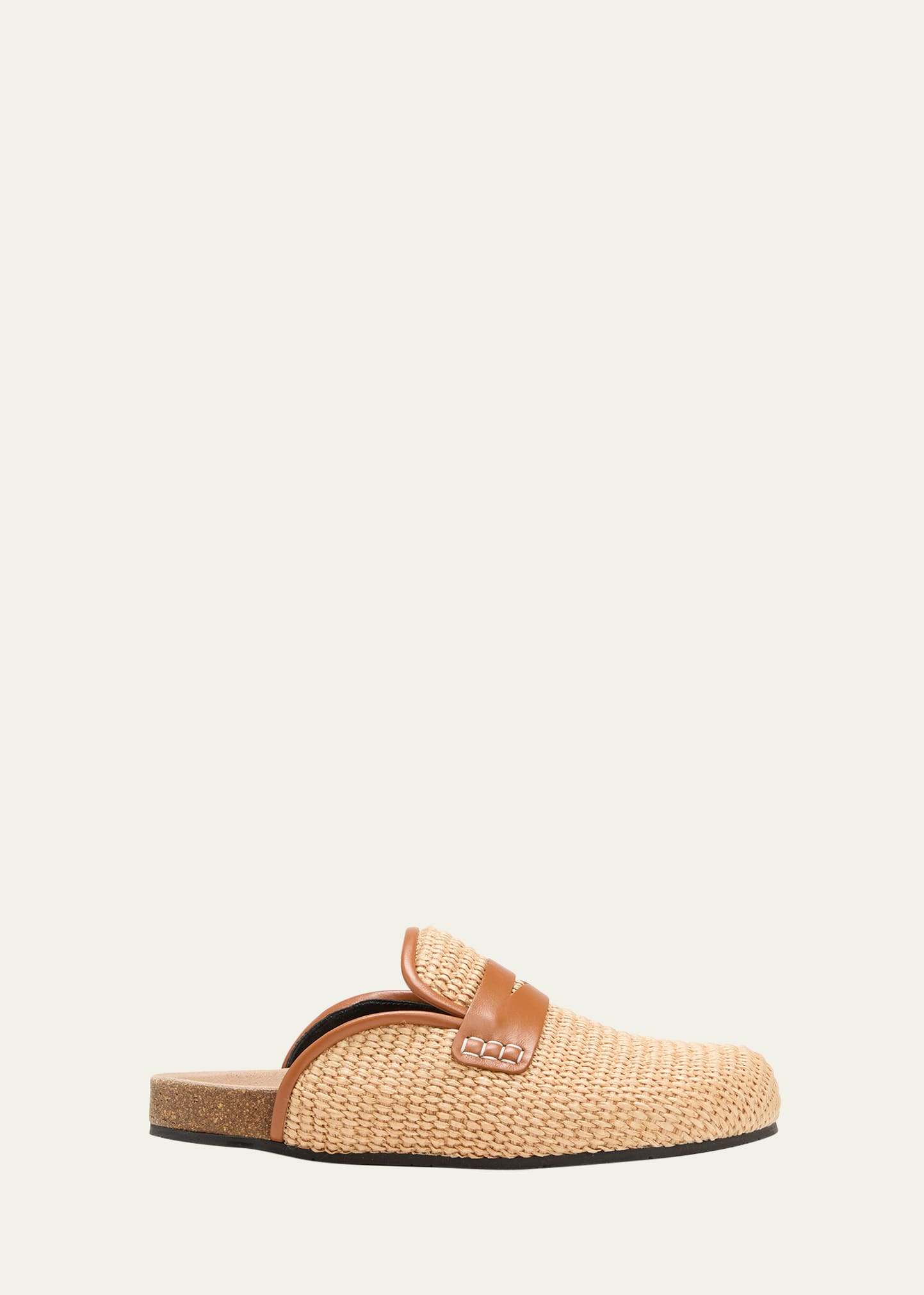 Shop Jw Anderson Raffia Penny Loafer Mules In Natural