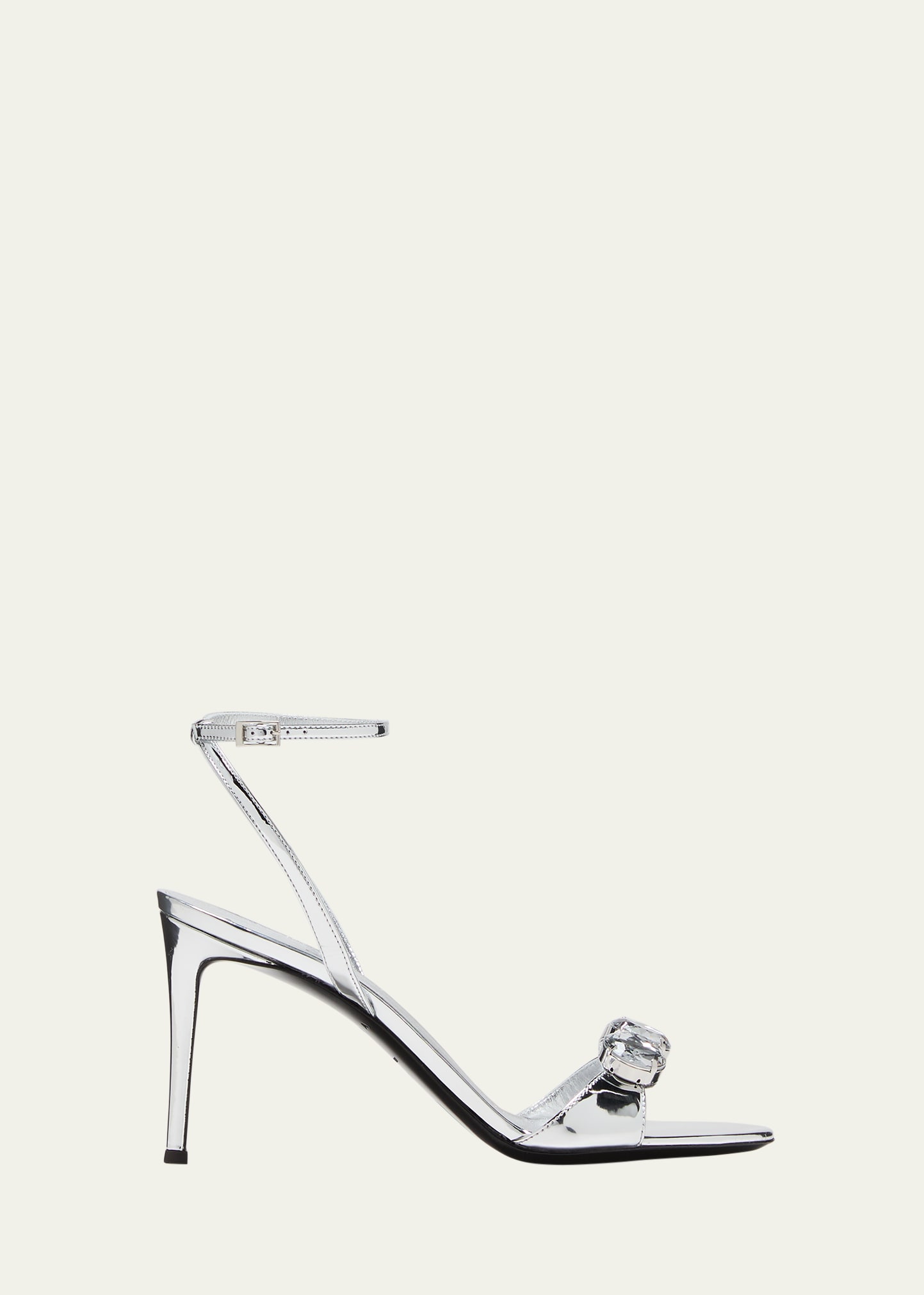 Area Crystal Metallic Ankle-strap Sandals In Argento