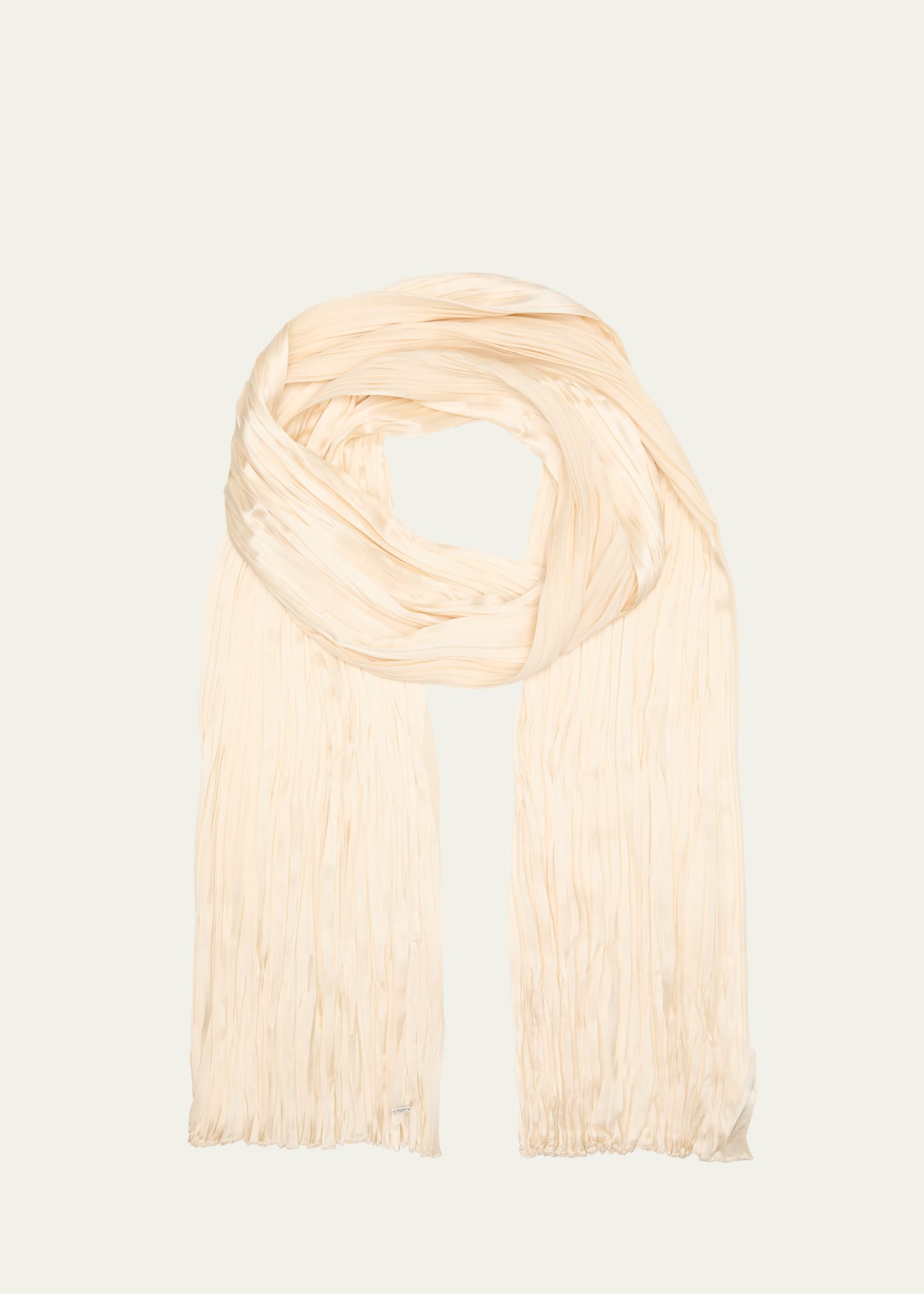 SAINT LAURENT MEN'S SATIN PLEATED SCARF