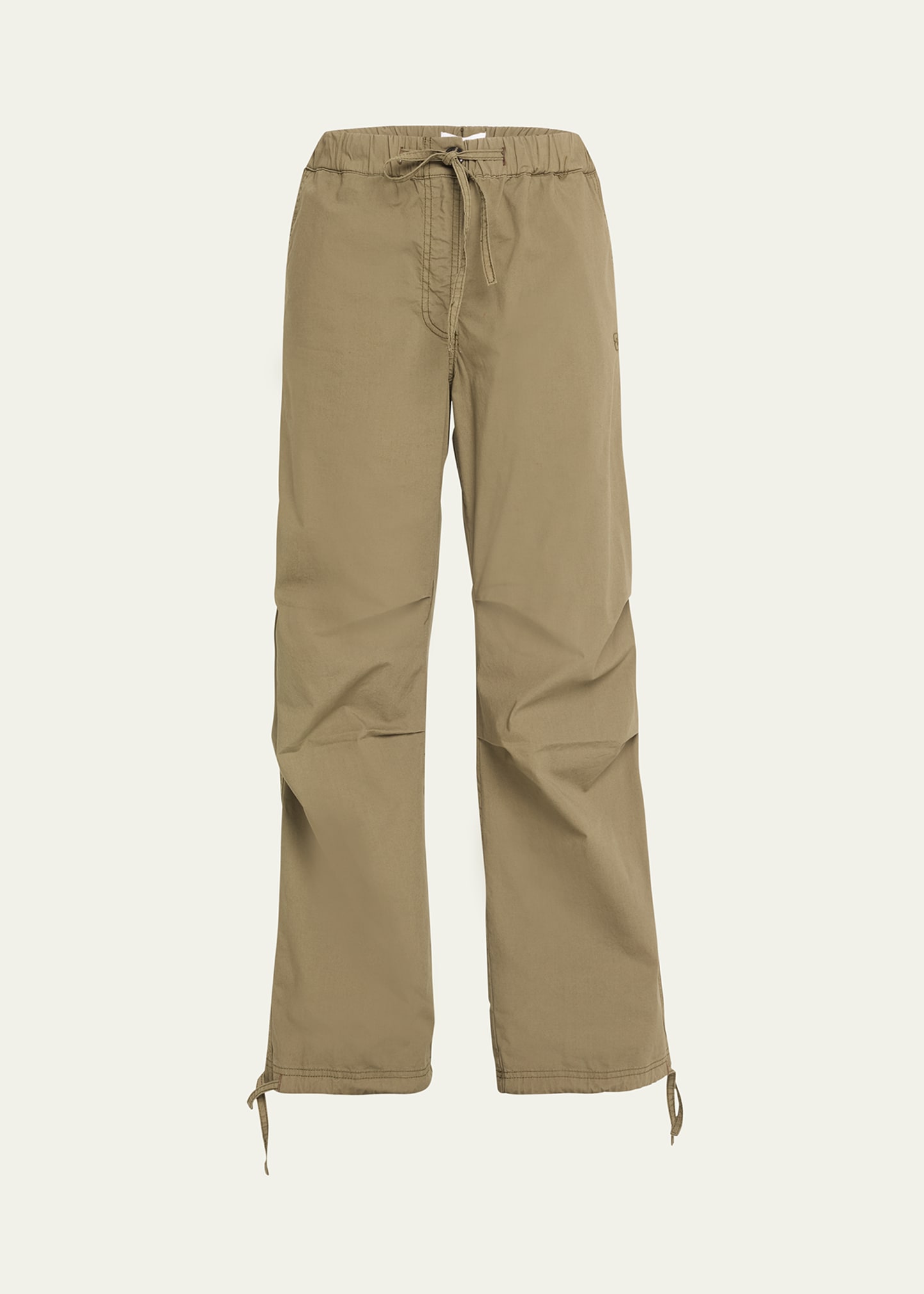 Shop Ganni Washed Cotton Canvas Drawstring Pants In Kalamata