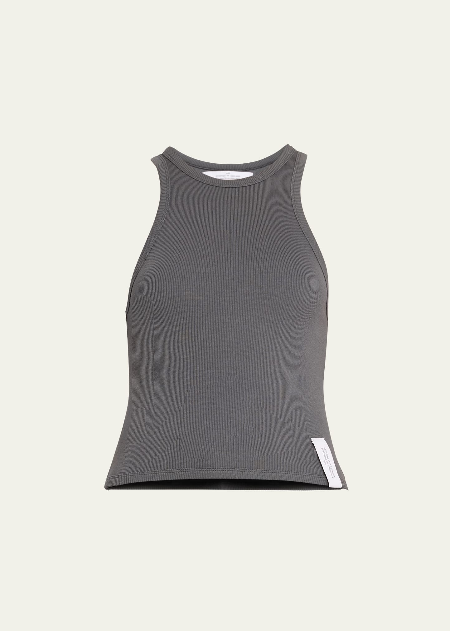 Rokh Ribbed Crop Tank Top In Charcoal